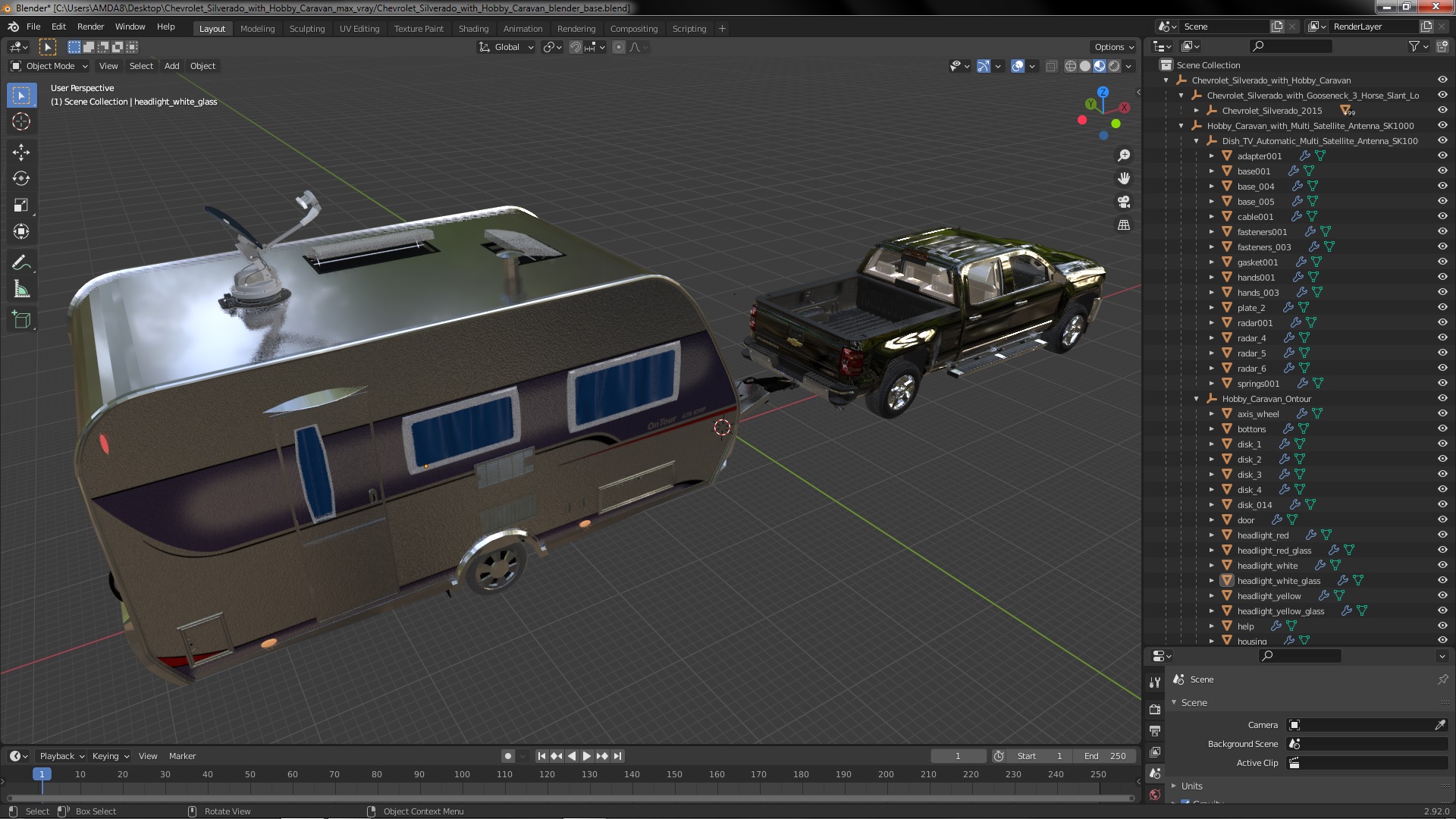 3D Chevrolet Silverado with Hobby Caravan model