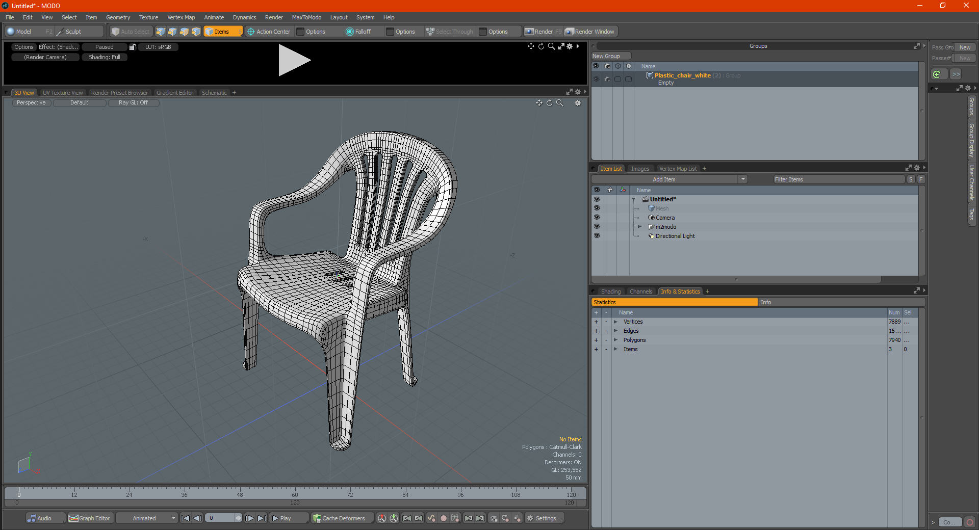 Plastic chair white 3D model