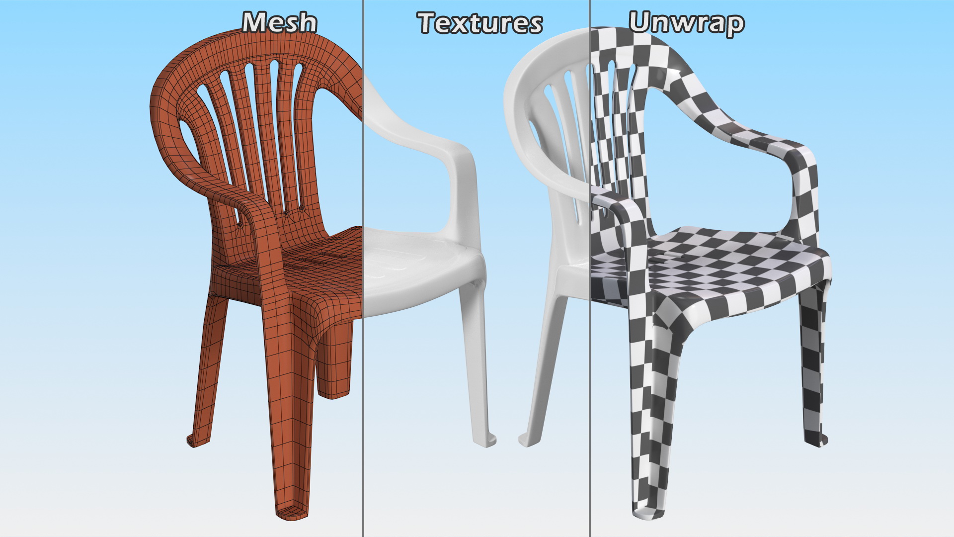 Plastic chair white 3D model