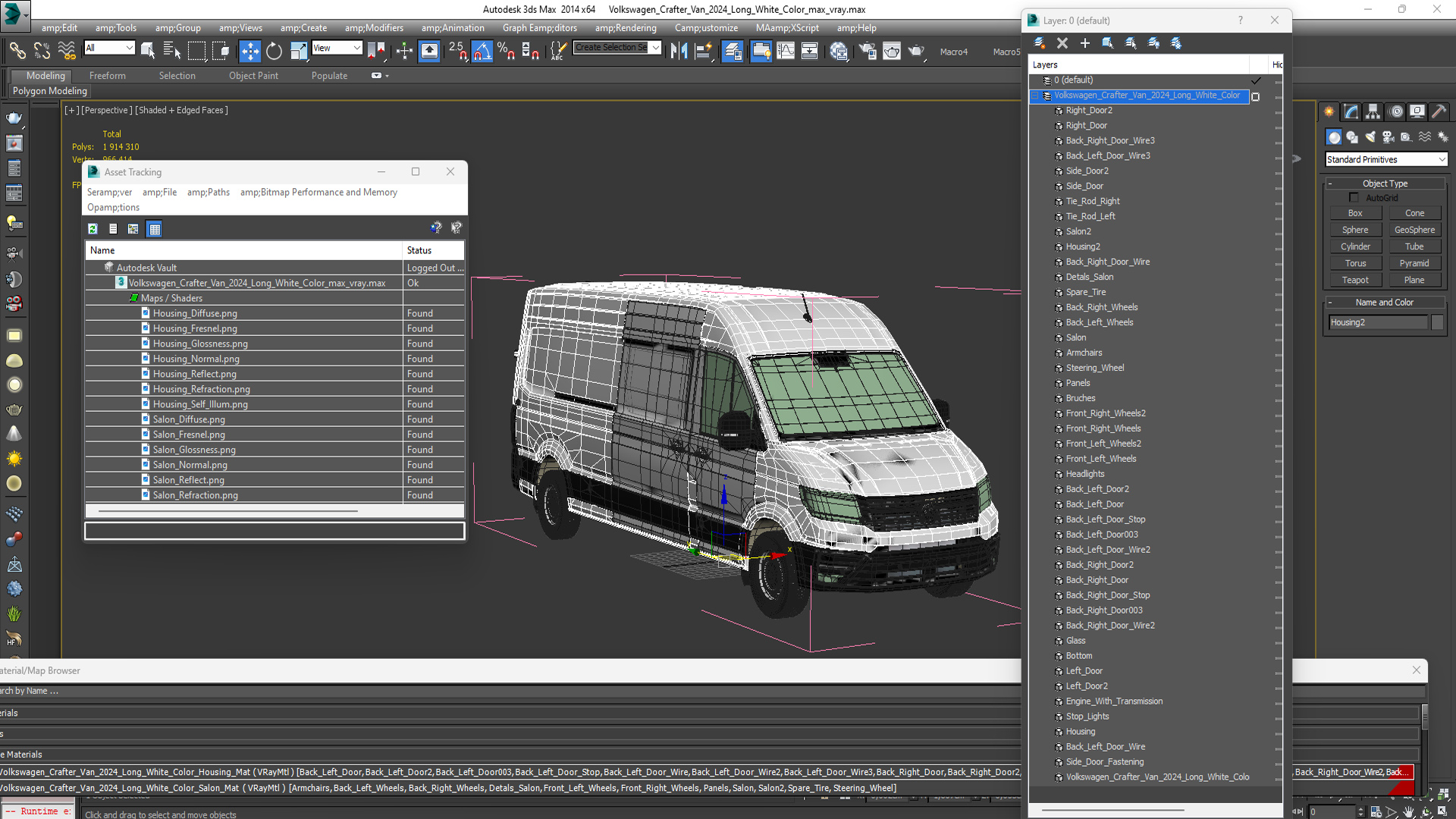 Volkswagen Crafter Van 2024 Long White Color 3D model