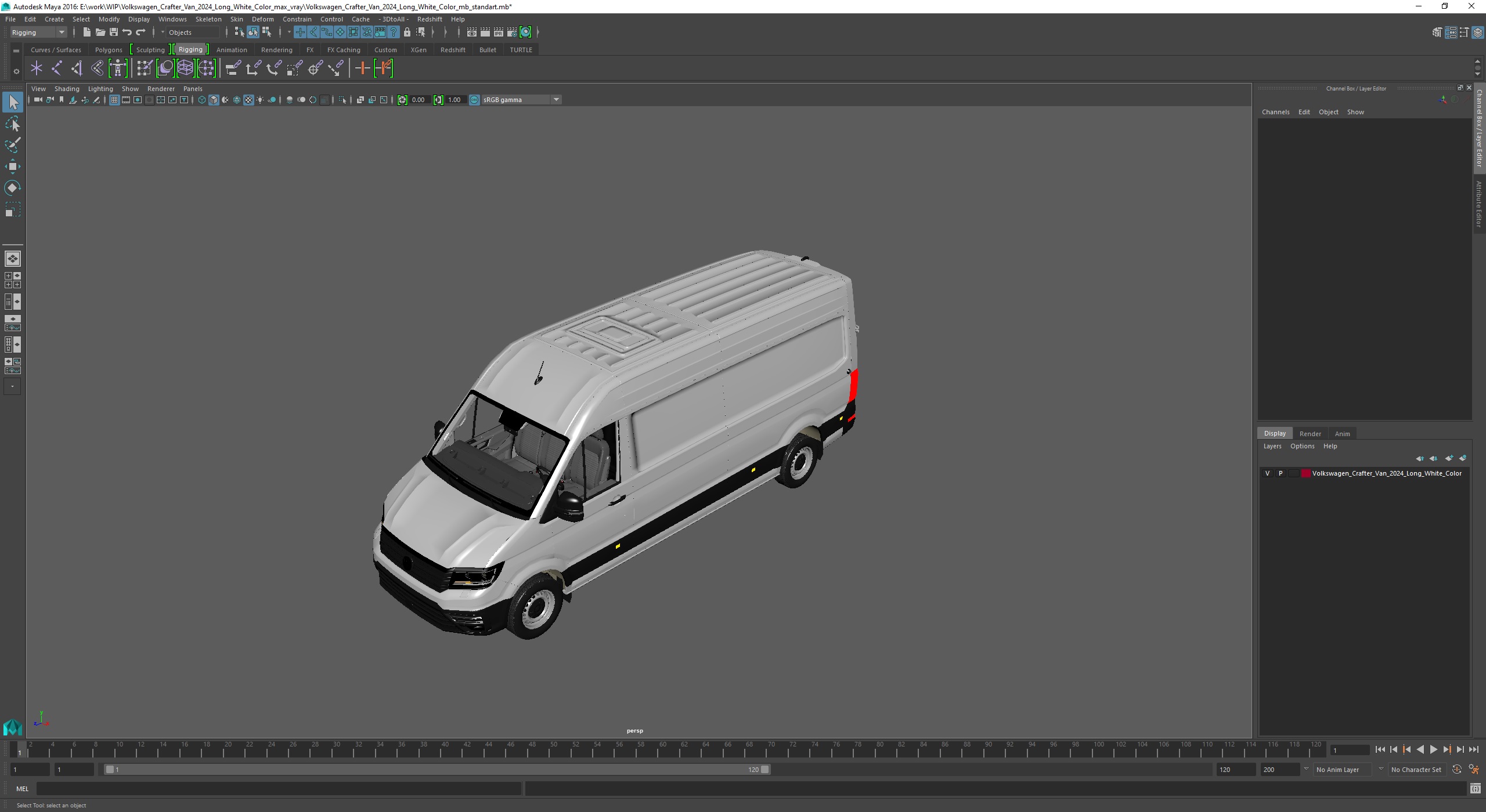 Volkswagen Crafter Van 2024 Long White Color 3D model