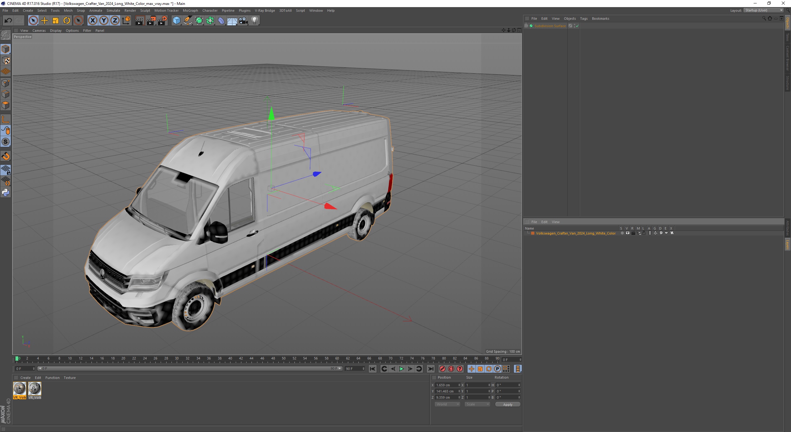 Volkswagen Crafter Van 2024 Long White Color 3D model