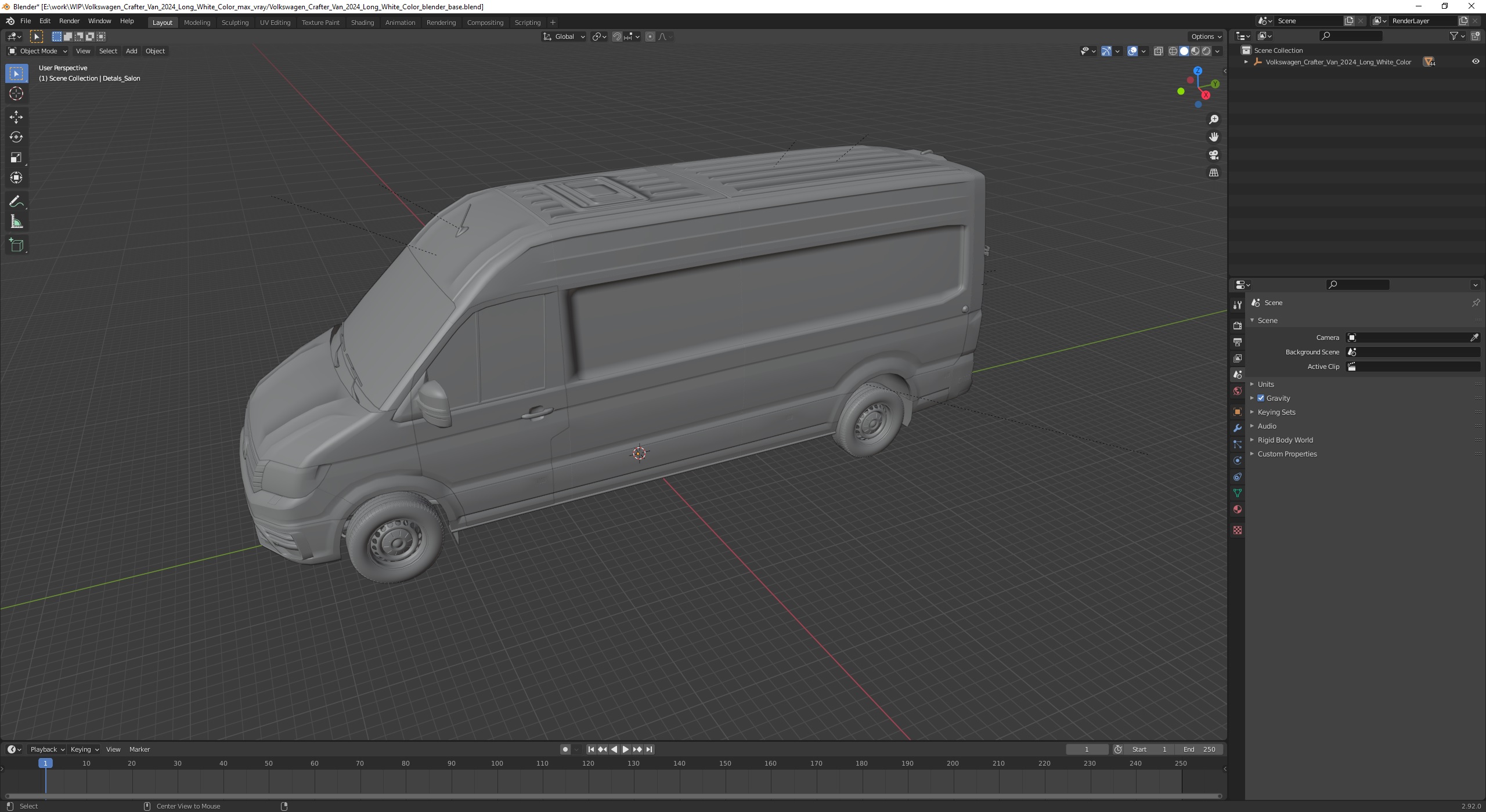 Volkswagen Crafter Van 2024 Long White Color 3D model