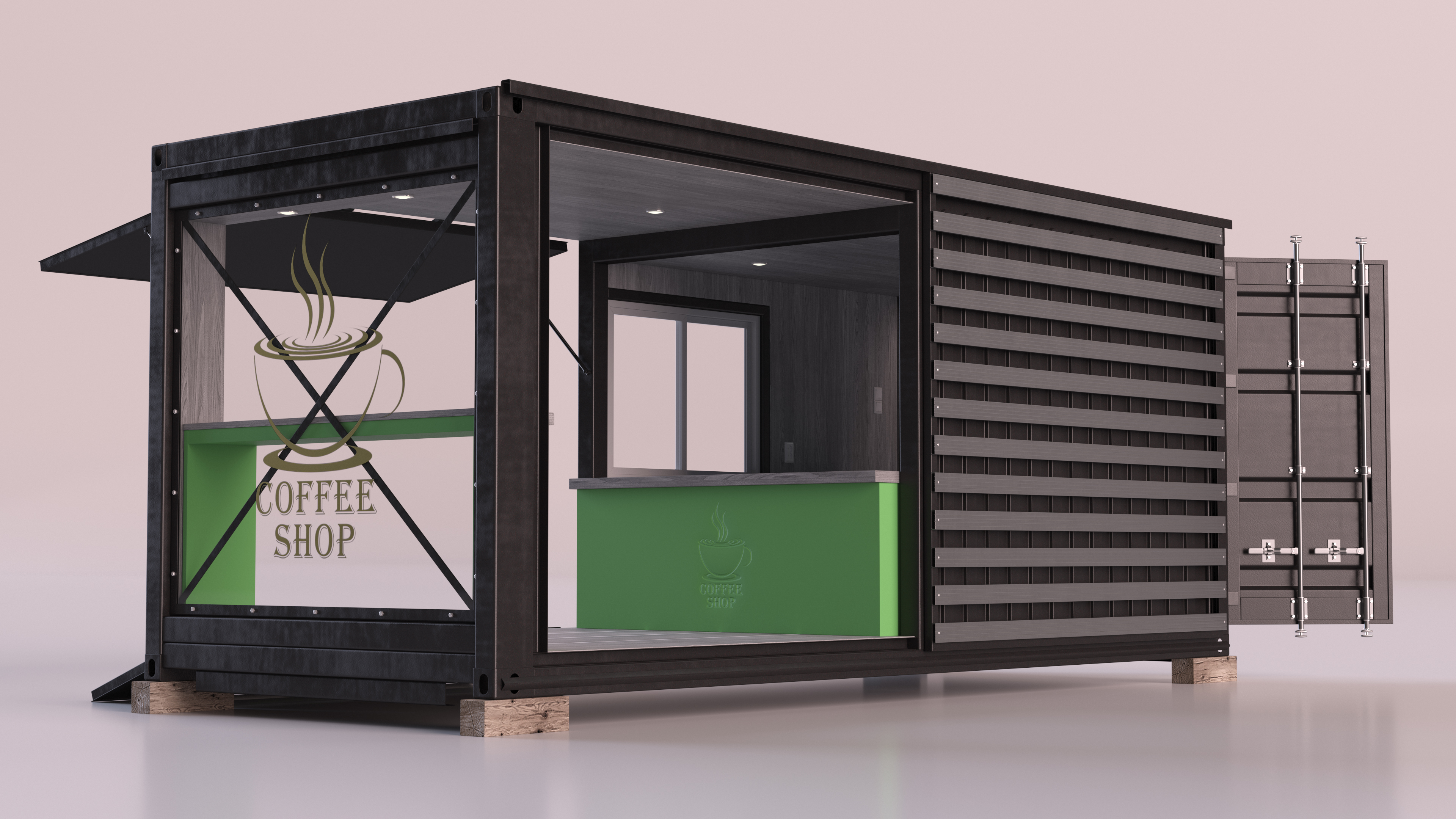 3D model Cafe Metal Container Grey