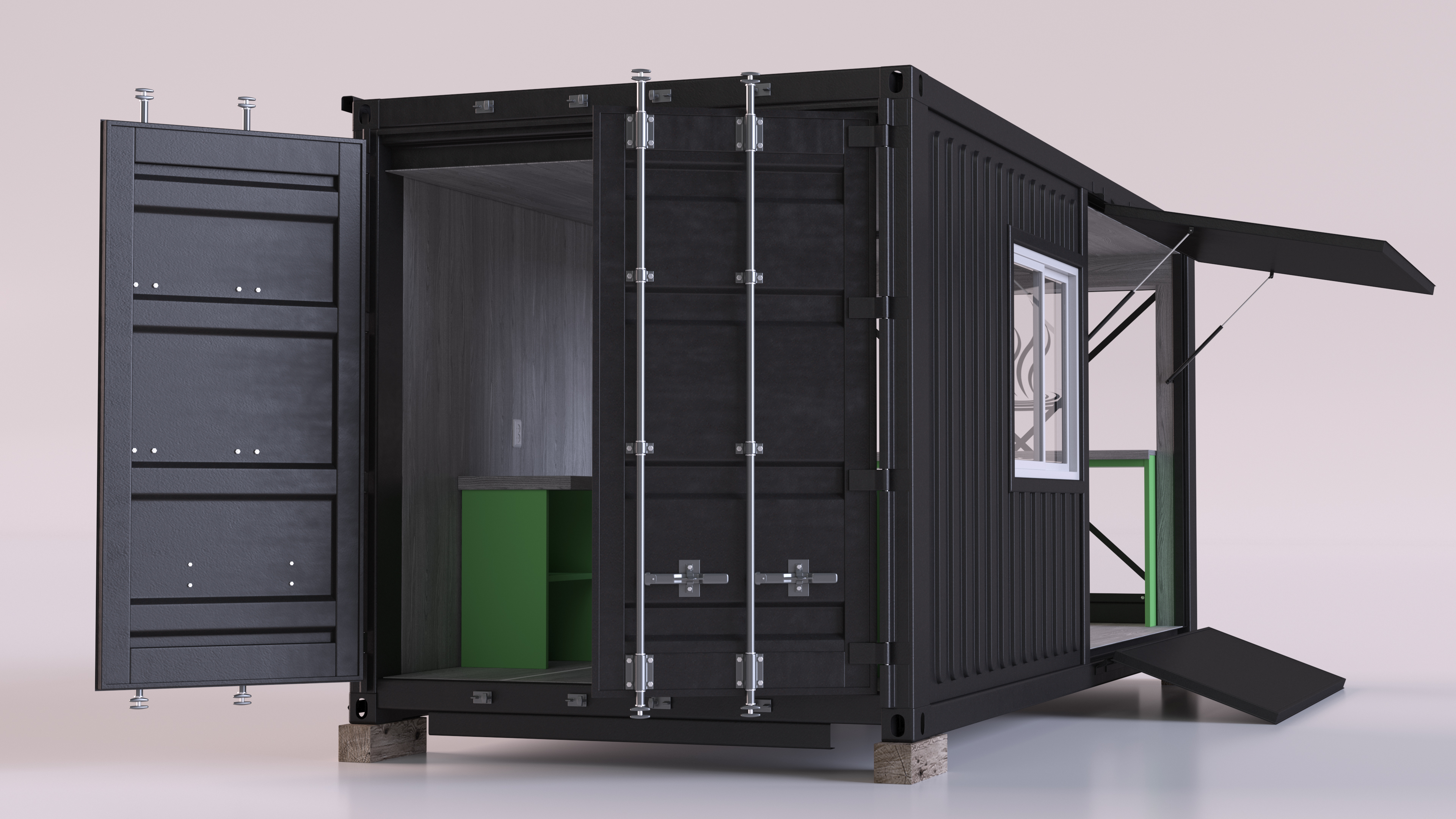 3D model Cafe Metal Container Grey
