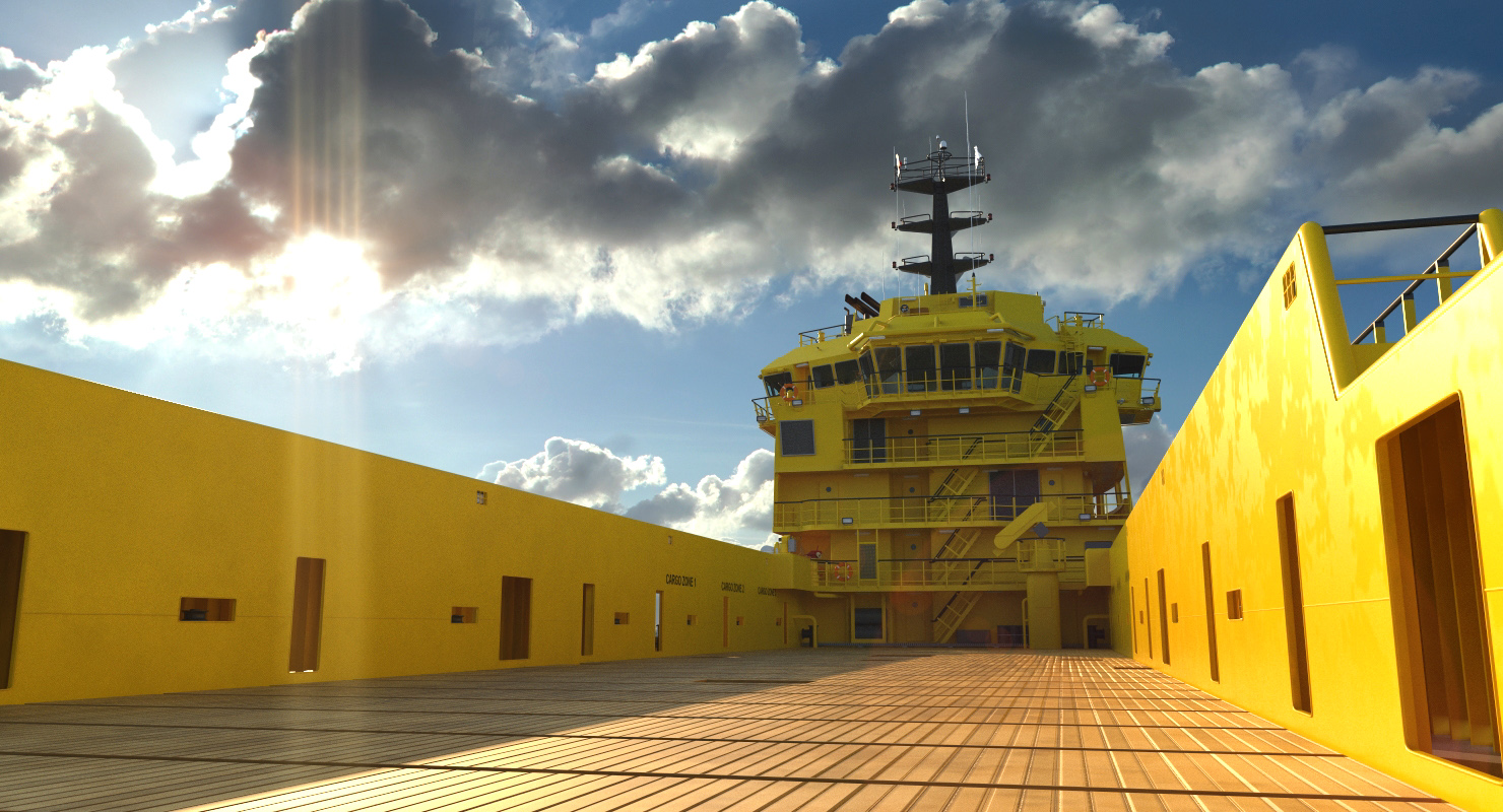 Platform Supply Vessel Rigged 3D model