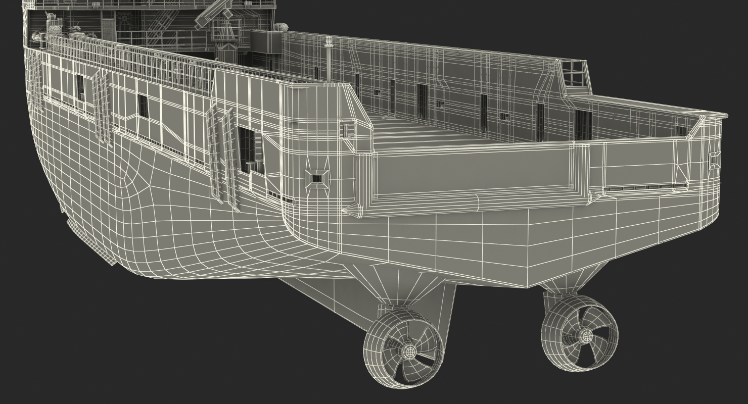 Platform Supply Vessel Rigged 3D model