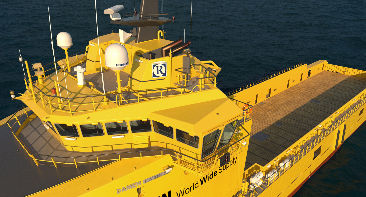 Platform Supply Vessel Rigged 3D model