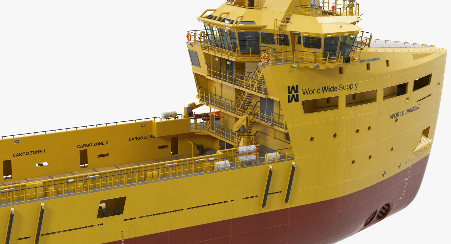 Platform Supply Vessel Rigged 3D model