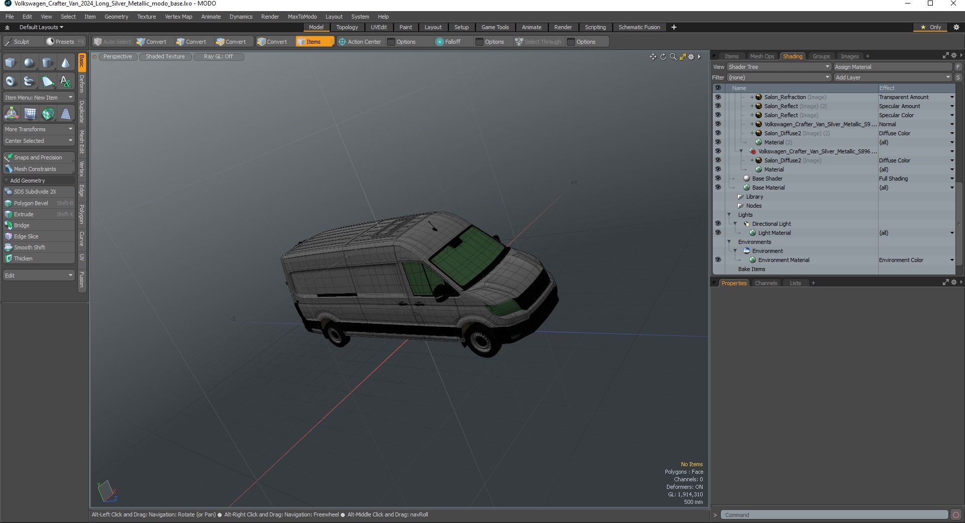 3D Volkswagen Crafter Van 2024 Long Silver Metallic model