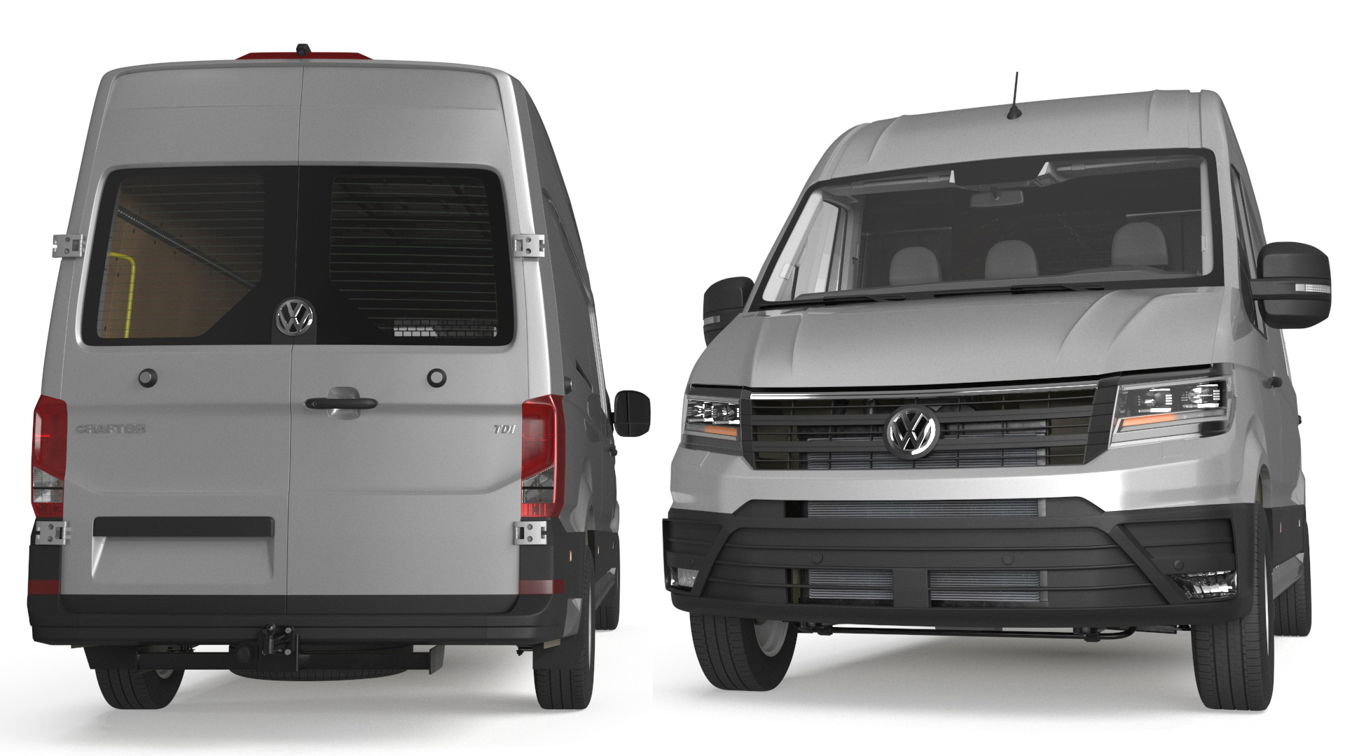 3D Volkswagen Crafter Van 2024 Long Silver Metallic model