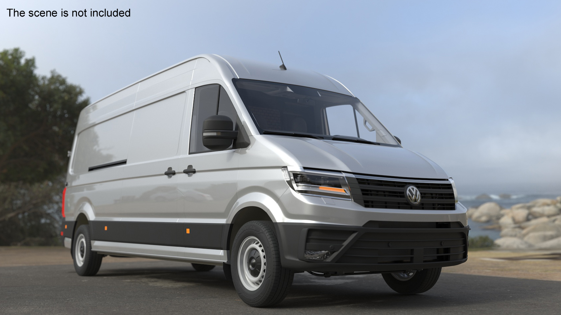 3D Volkswagen Crafter Van 2024 Long Silver Metallic model