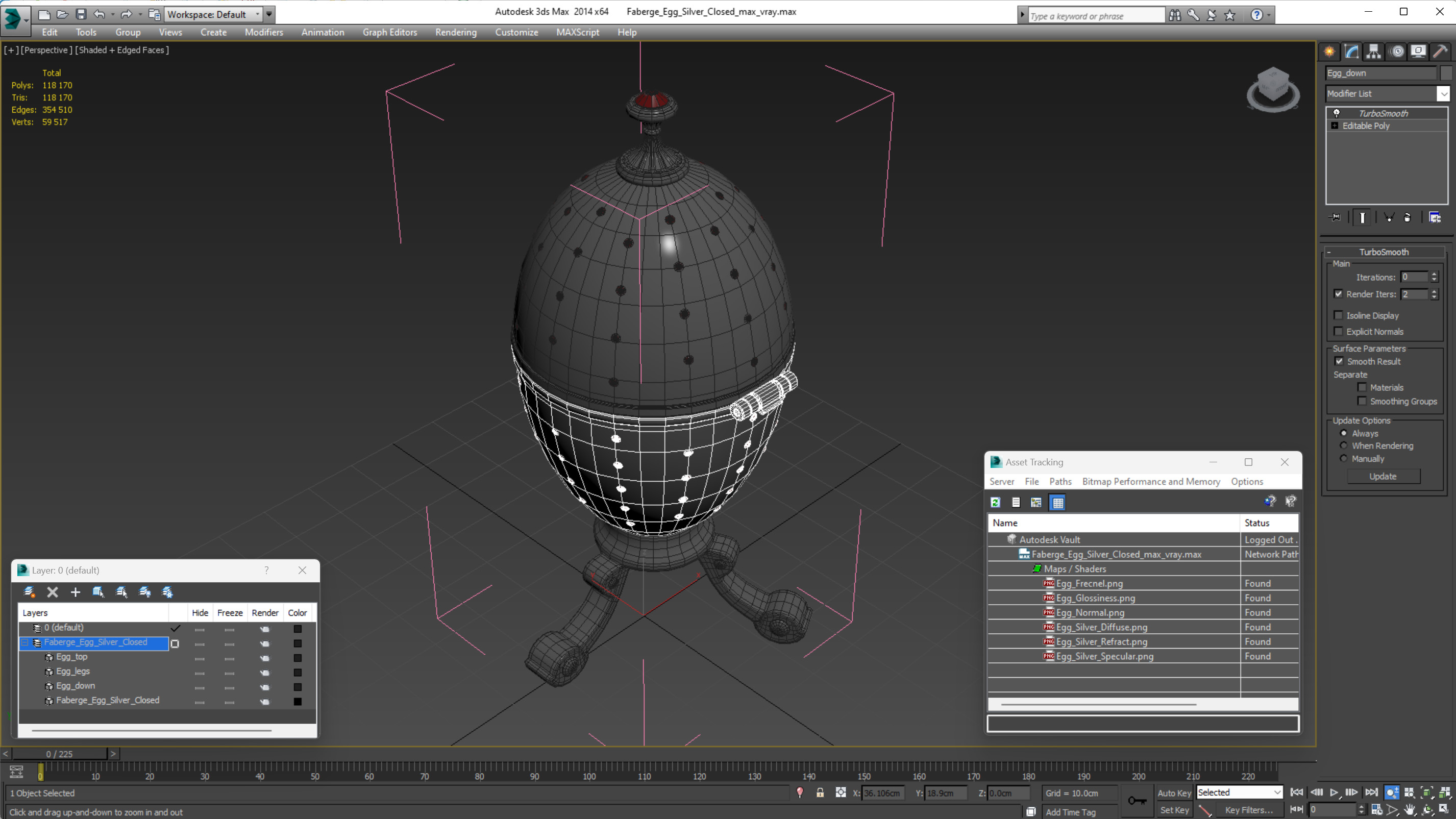 3D model Faberge Egg Silver Closed