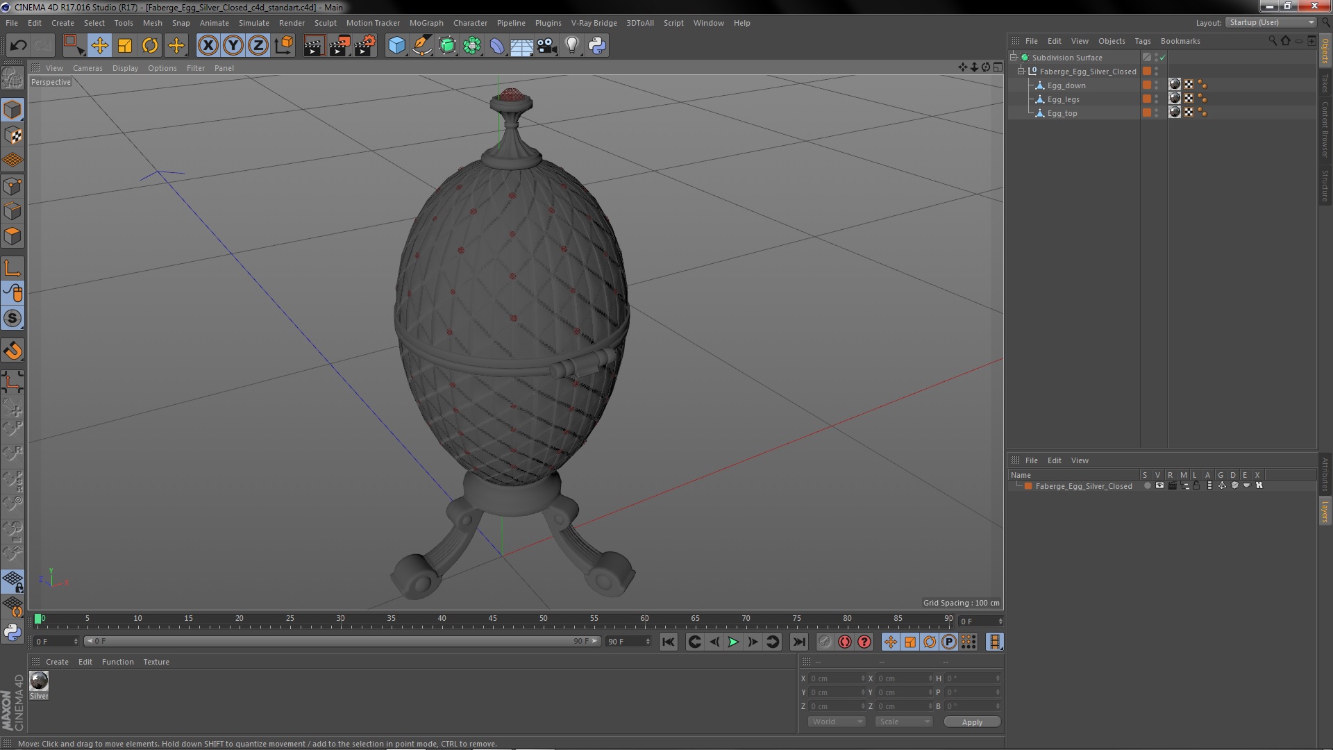 3D model Faberge Egg Silver Closed