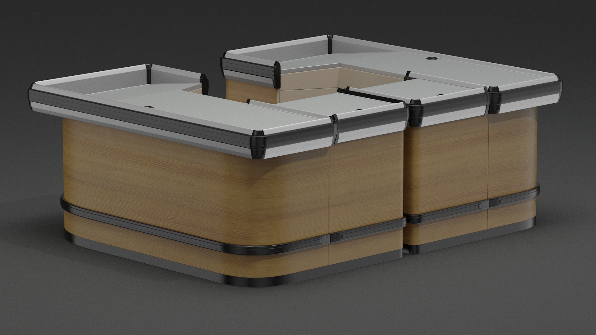 3D Shop Checkout Counters Light Wood model