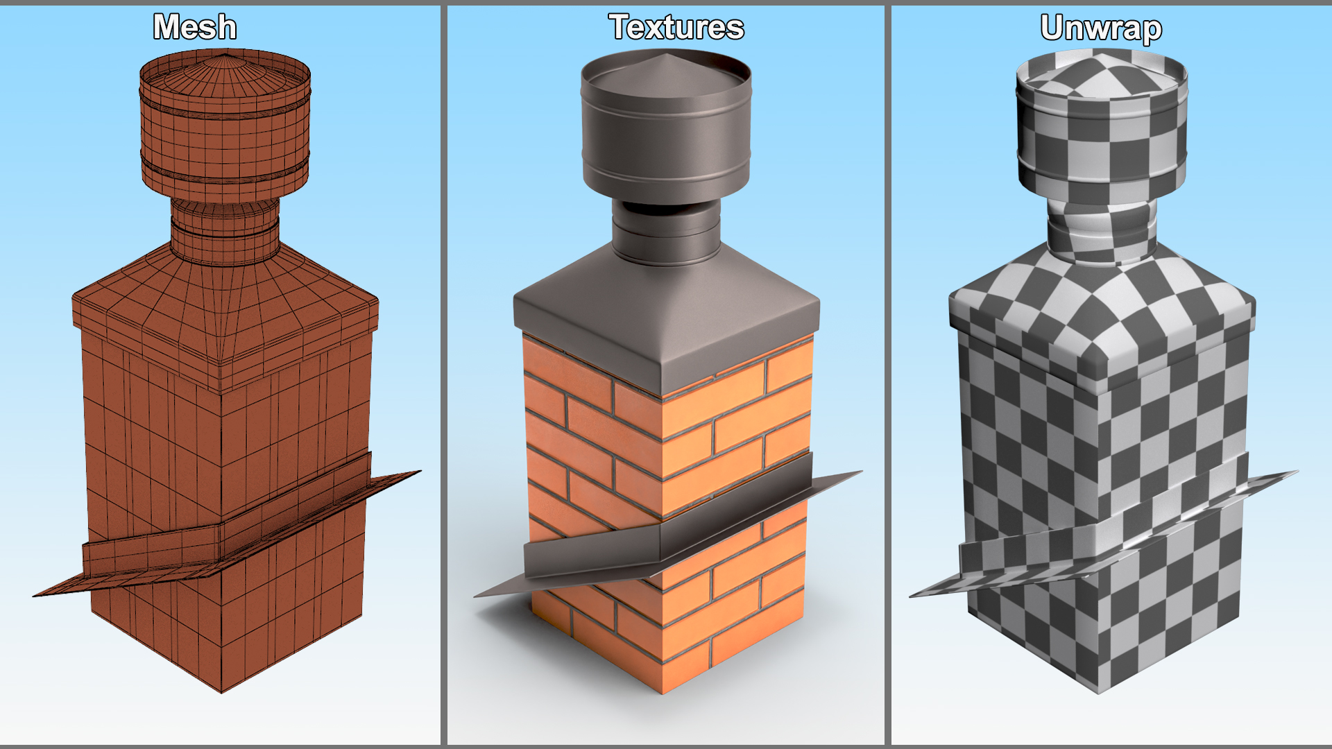 Fireplace Insert Chimney Brick Corner Base 3D