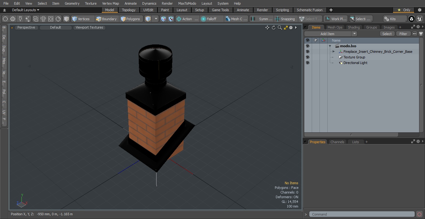 Fireplace Insert Chimney Brick Corner Base 3D