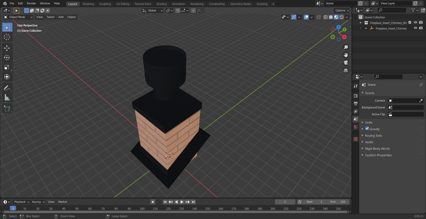 Fireplace Insert Chimney Brick Corner Base 3D
