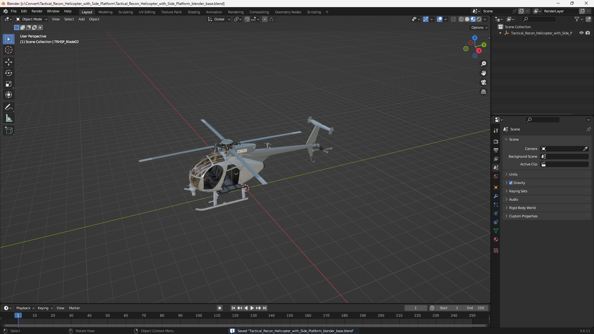 Tactical Recon Helicopter with Side Platform - view 10