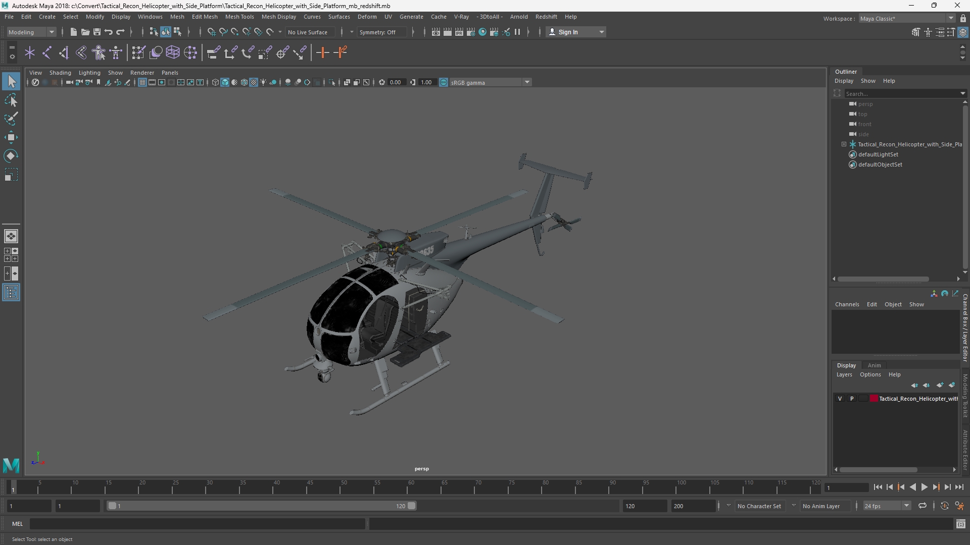Tactical Recon Helicopter with Side Platform - view 11