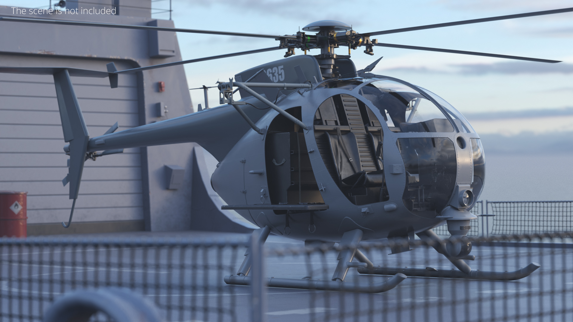 Tactical Recon Helicopter with Side Platform - view 4