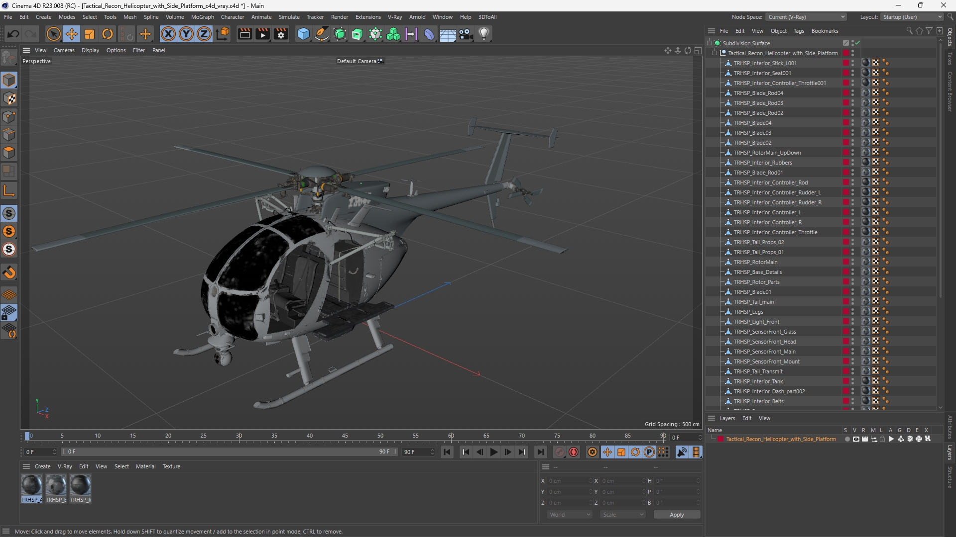 Tactical Recon Helicopter with Side Platform - view 12