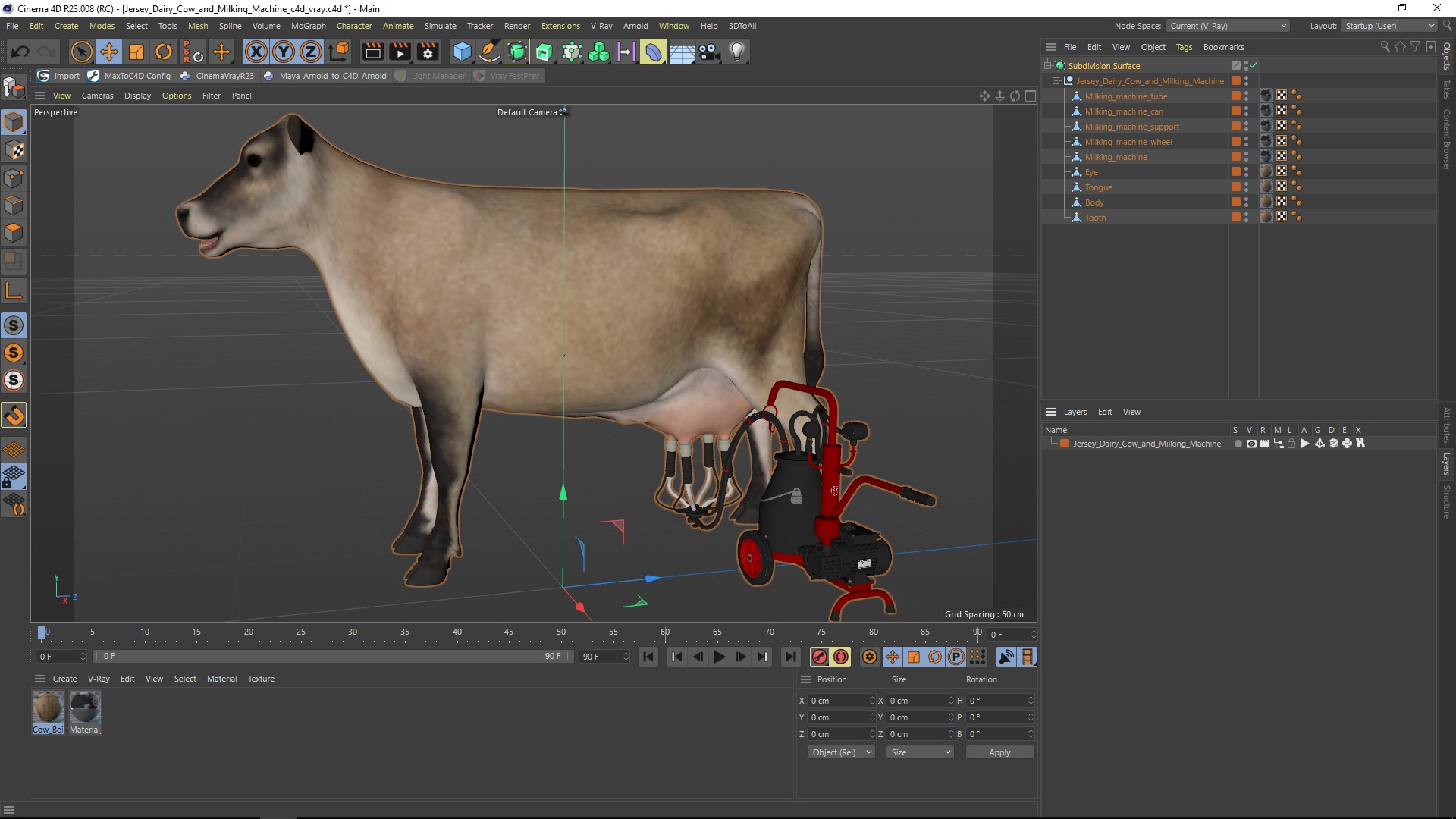 3D Jersey Dairy Cow and Milking Machine