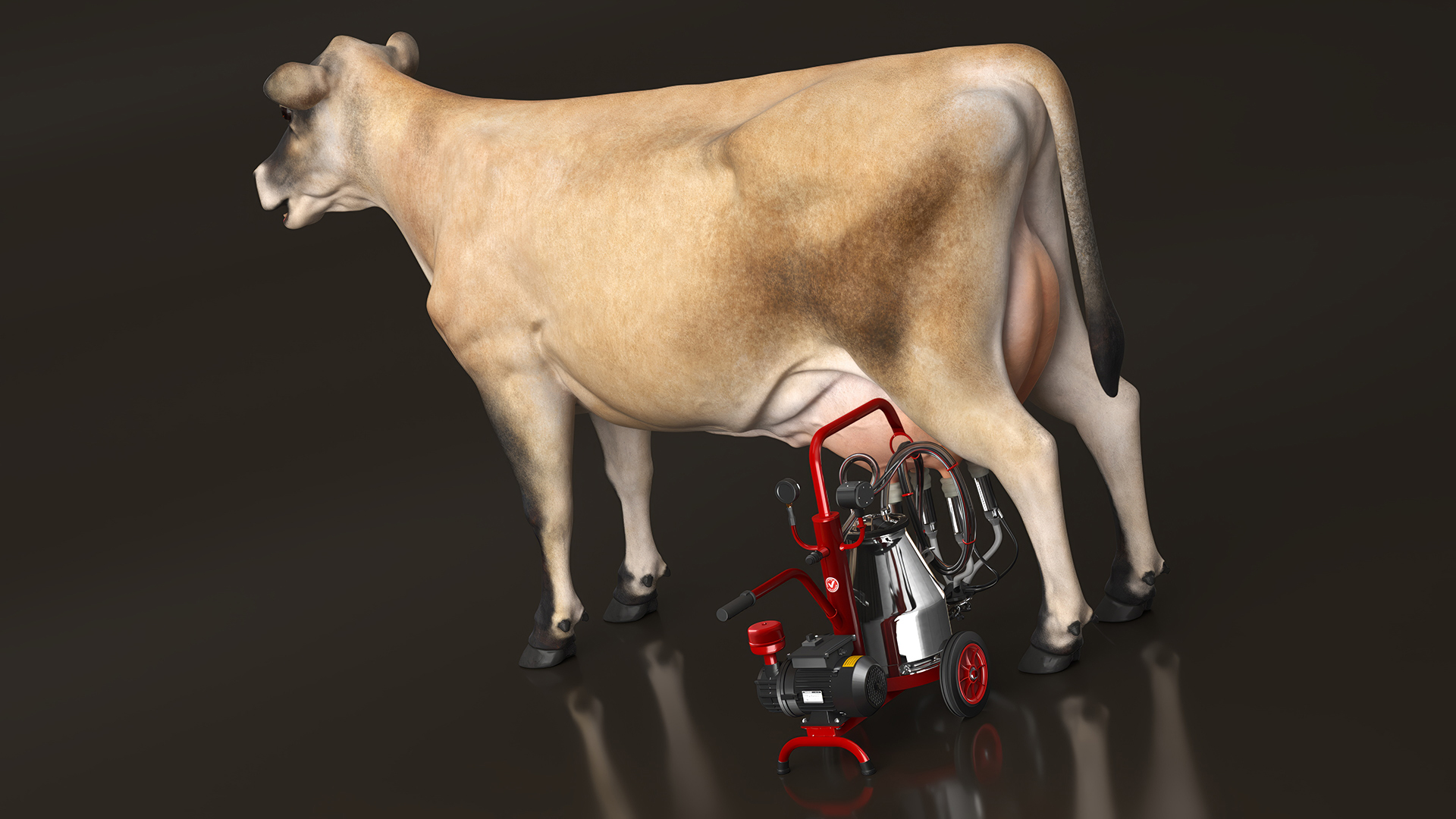 3D Jersey Dairy Cow and Milking Machine