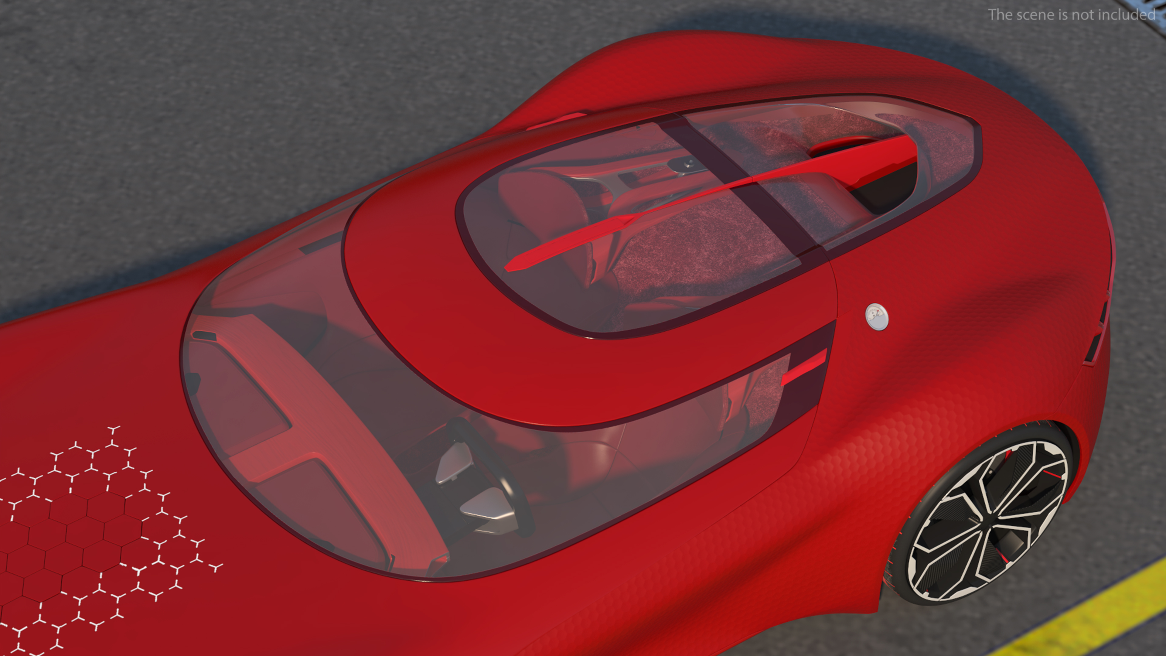 Electric Sports Concept Car Simple Interior Red 3D