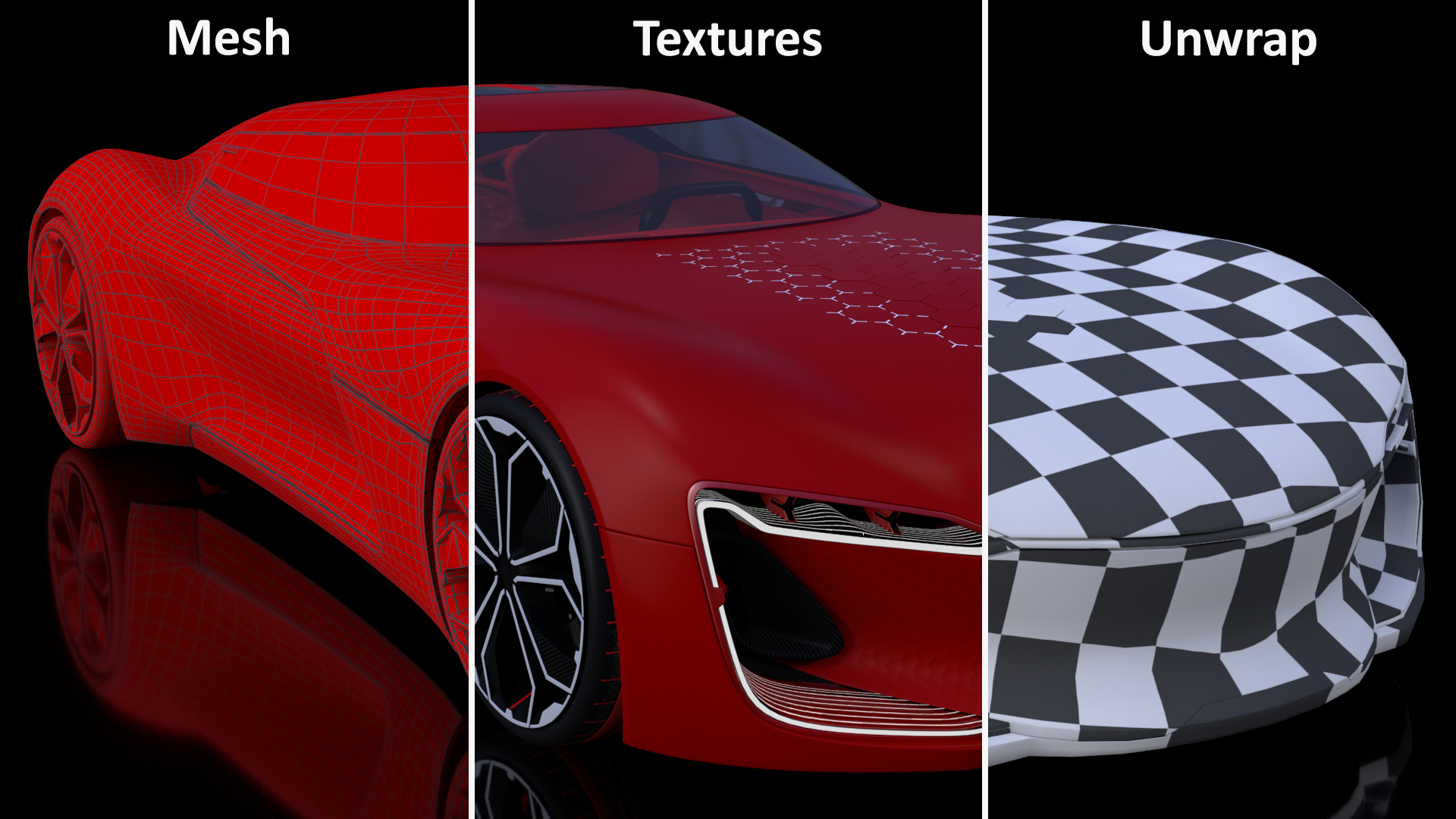 Electric Sports Concept Car Simple Interior Red 3D