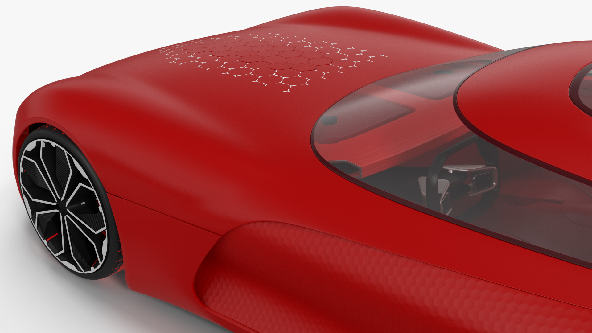 Electric Sports Concept Car Simple Interior Red 3D
