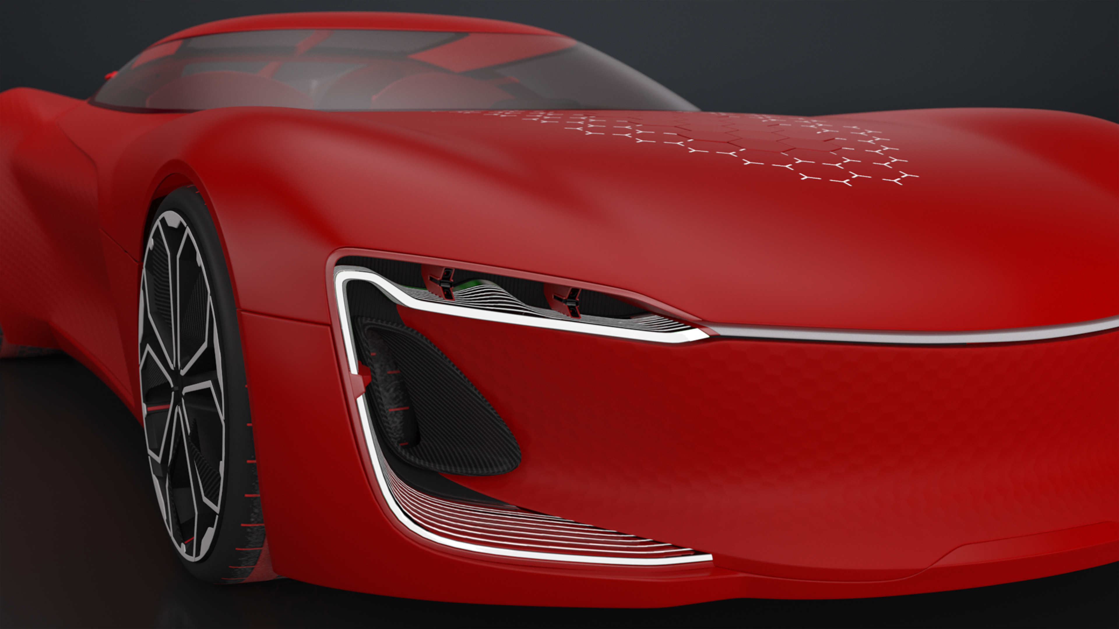Electric Sports Concept Car Simple Interior Red 3D