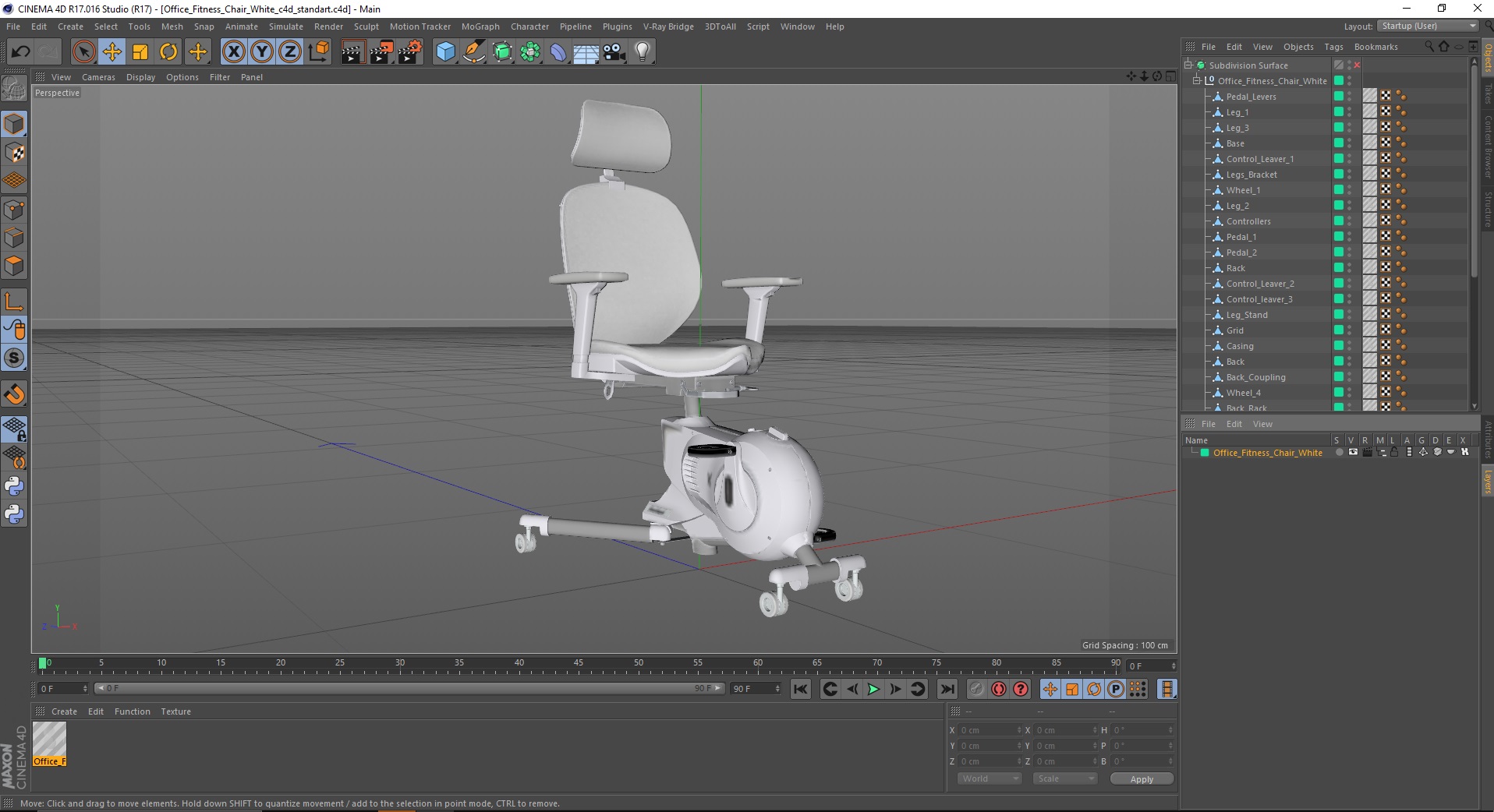 3D Office Fitness Chair White