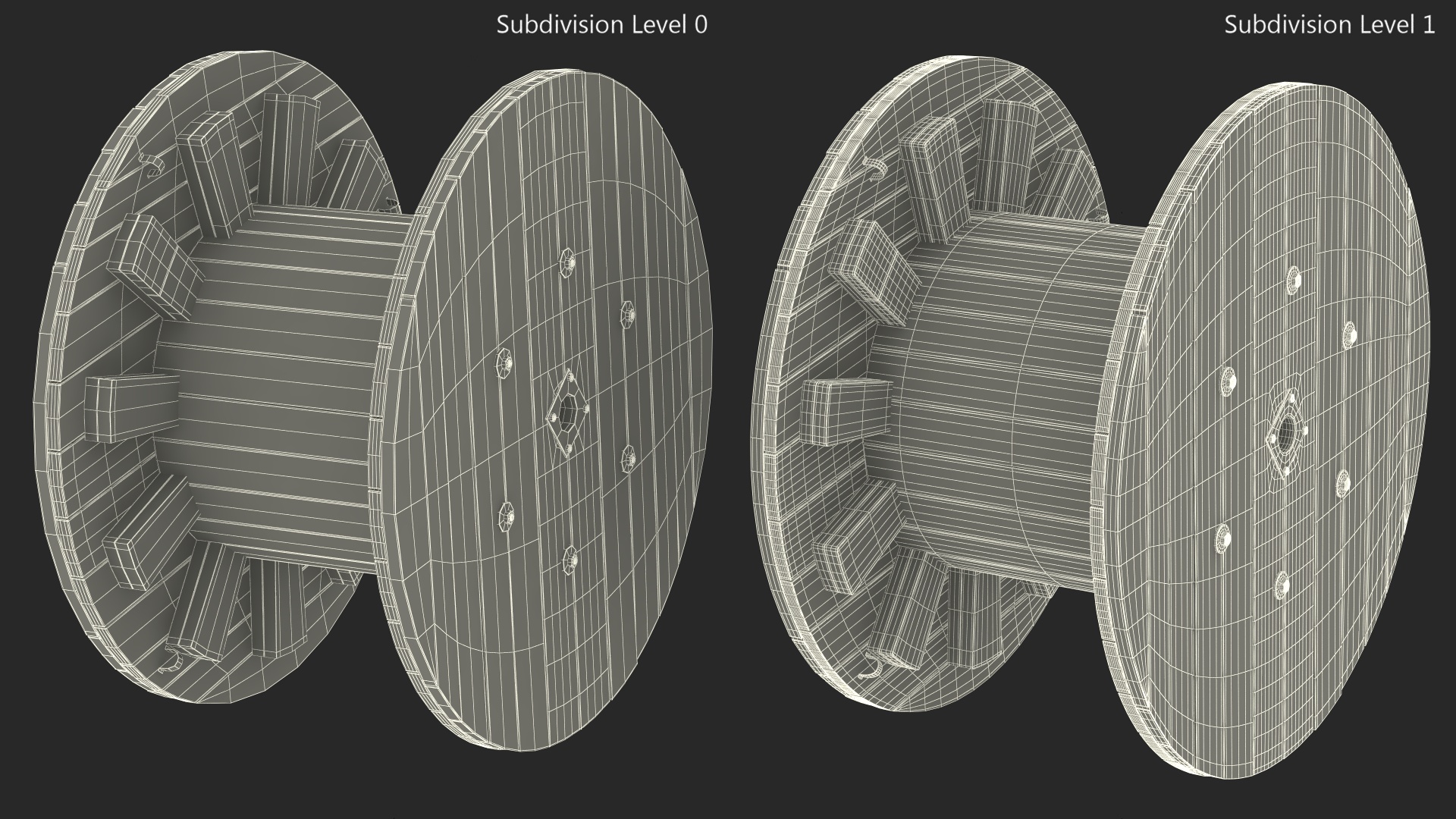 3D Wooden Cable Reel Empty model