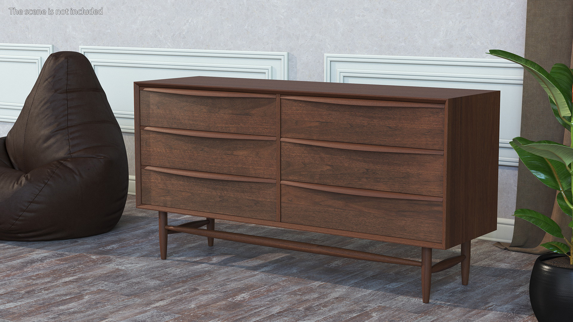 Lenia Walnut Sideboard 3D