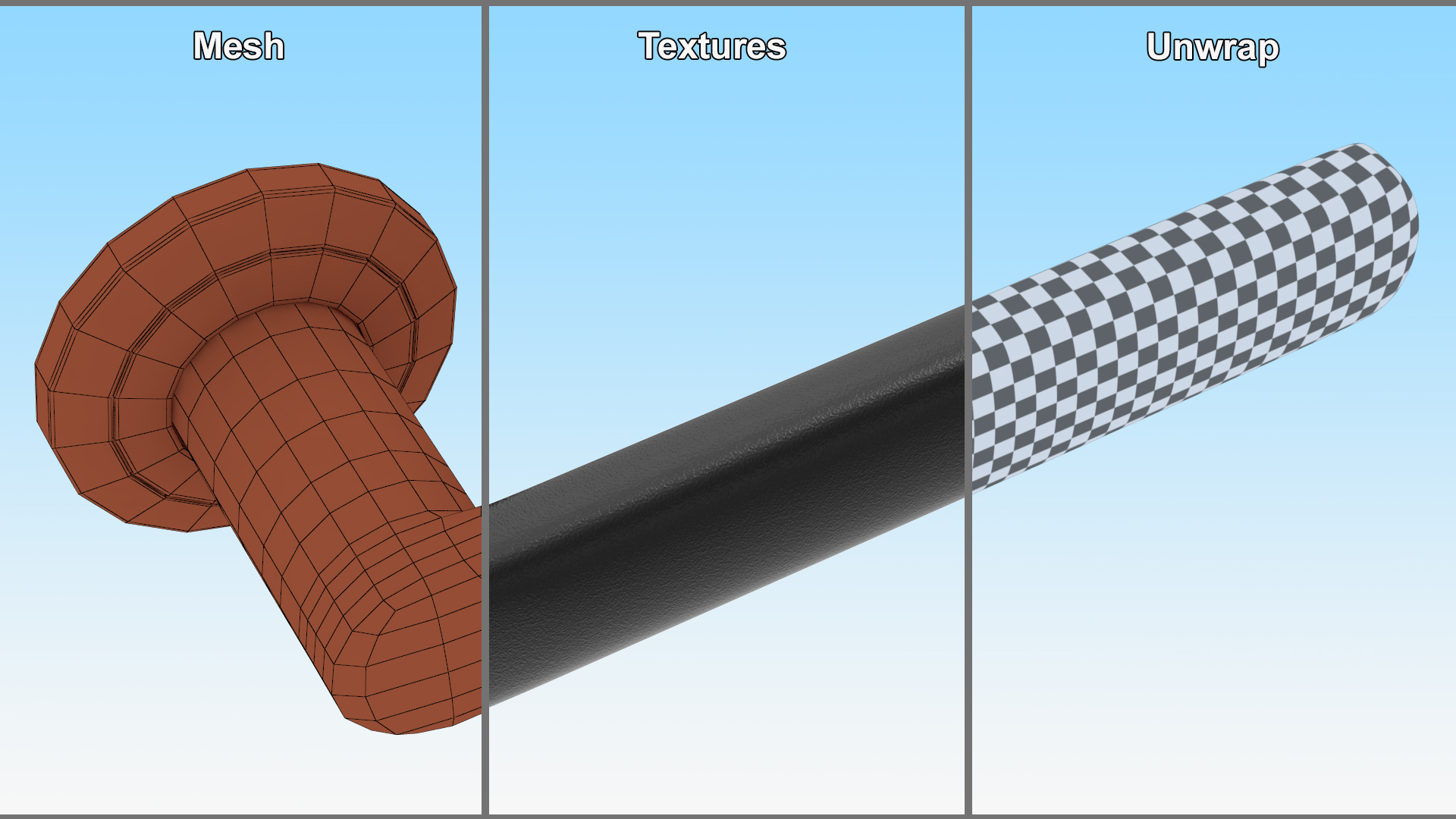 Black Straight Door Handles 3D