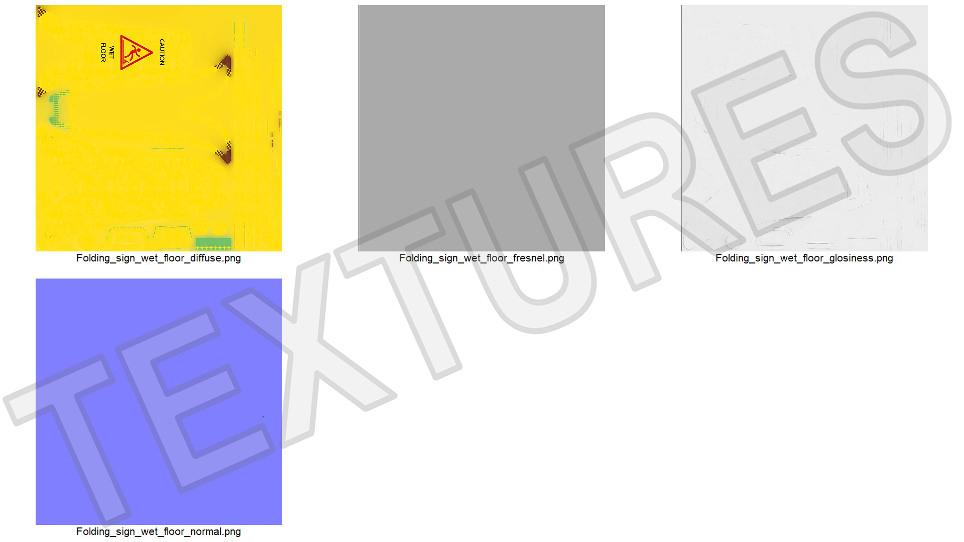 Folding Sign Wet Floor 3D