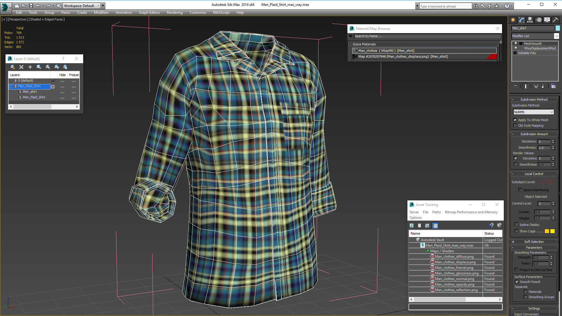 3D model Men Plaid Shirt
