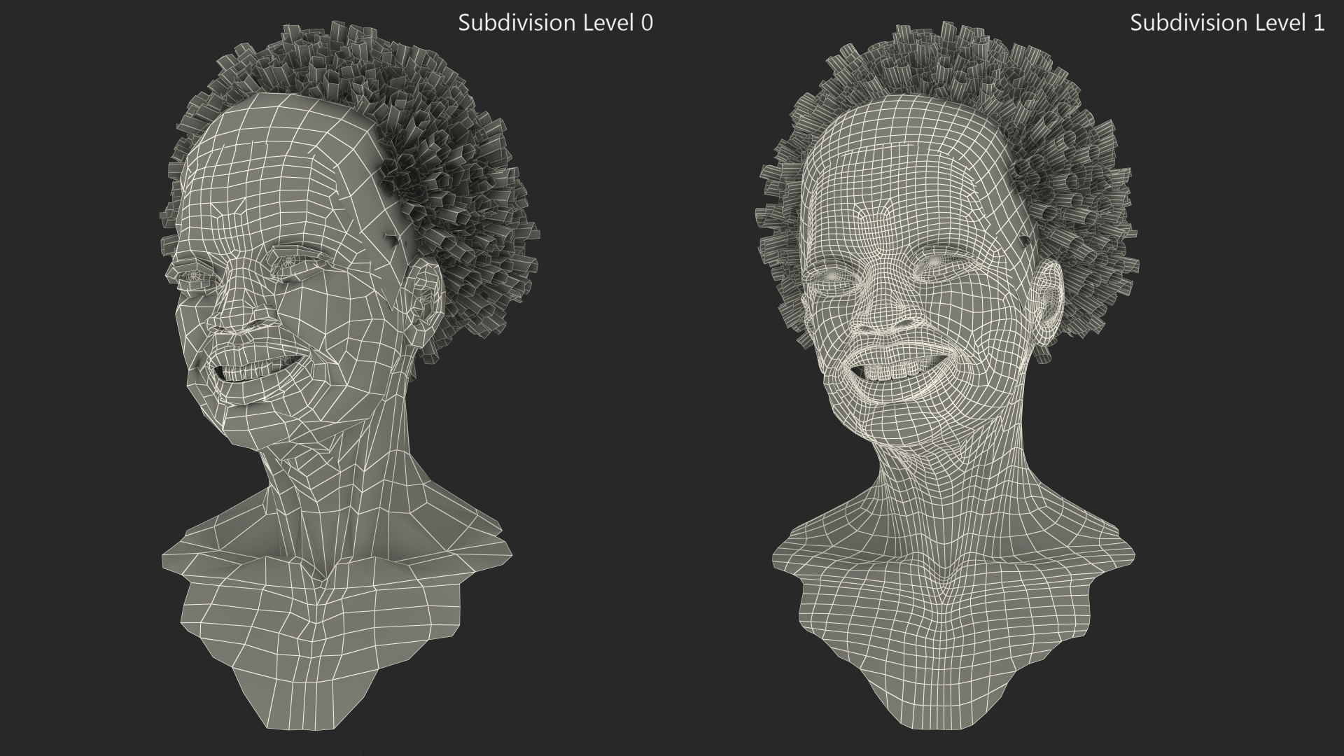 3D model Elderly Afro American Woman Head Smiling