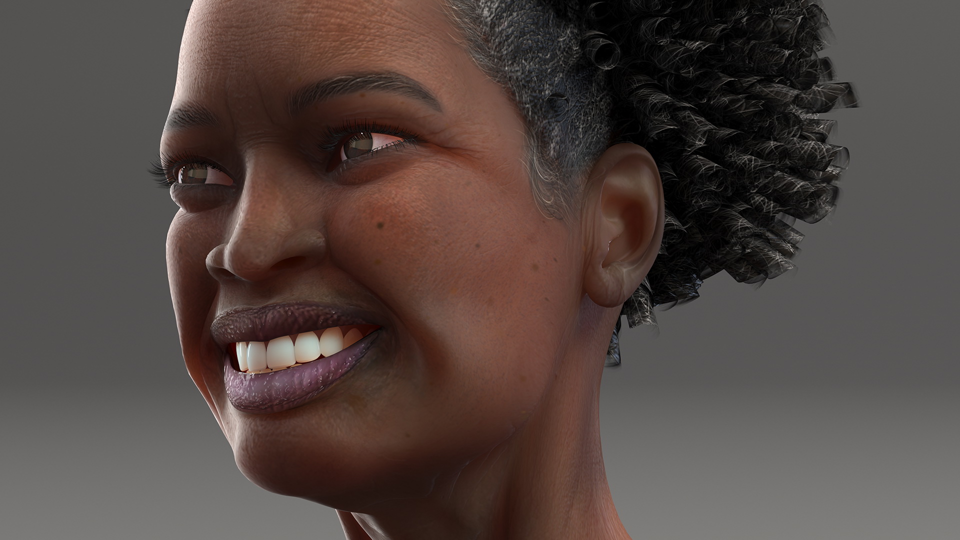 3D model Elderly Afro American Woman Head Smiling