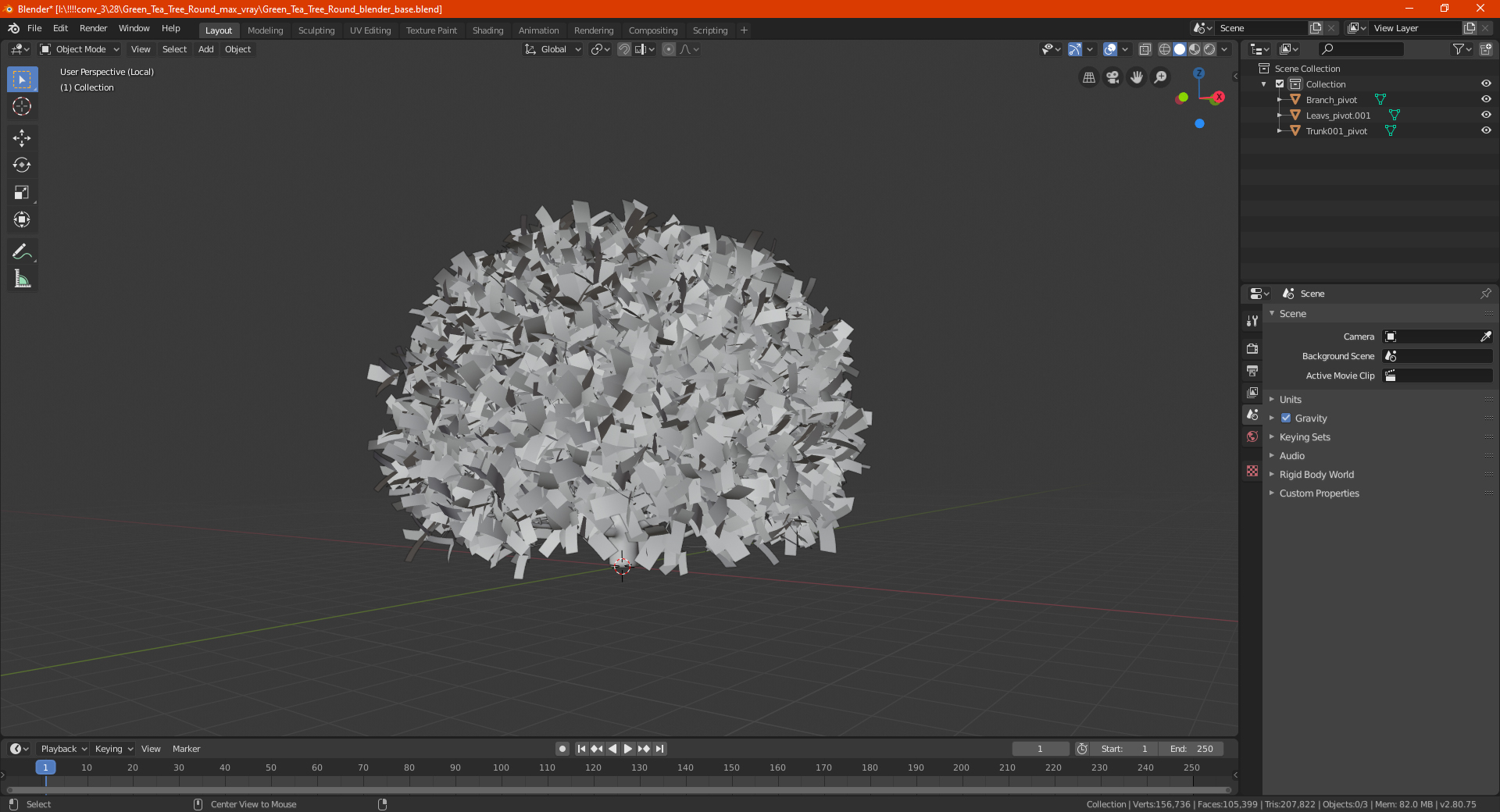 3D model Green Tea Tree Round