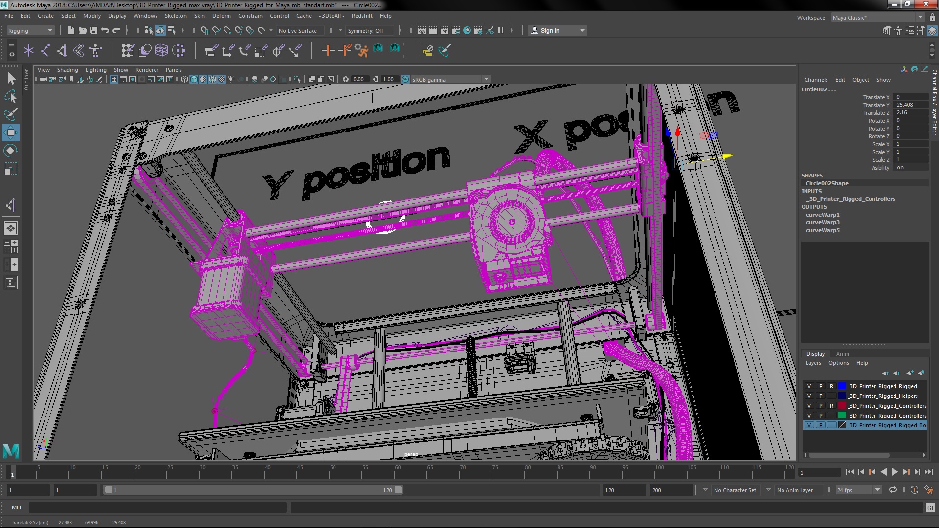 3D 3d Printer Rigged for Maya