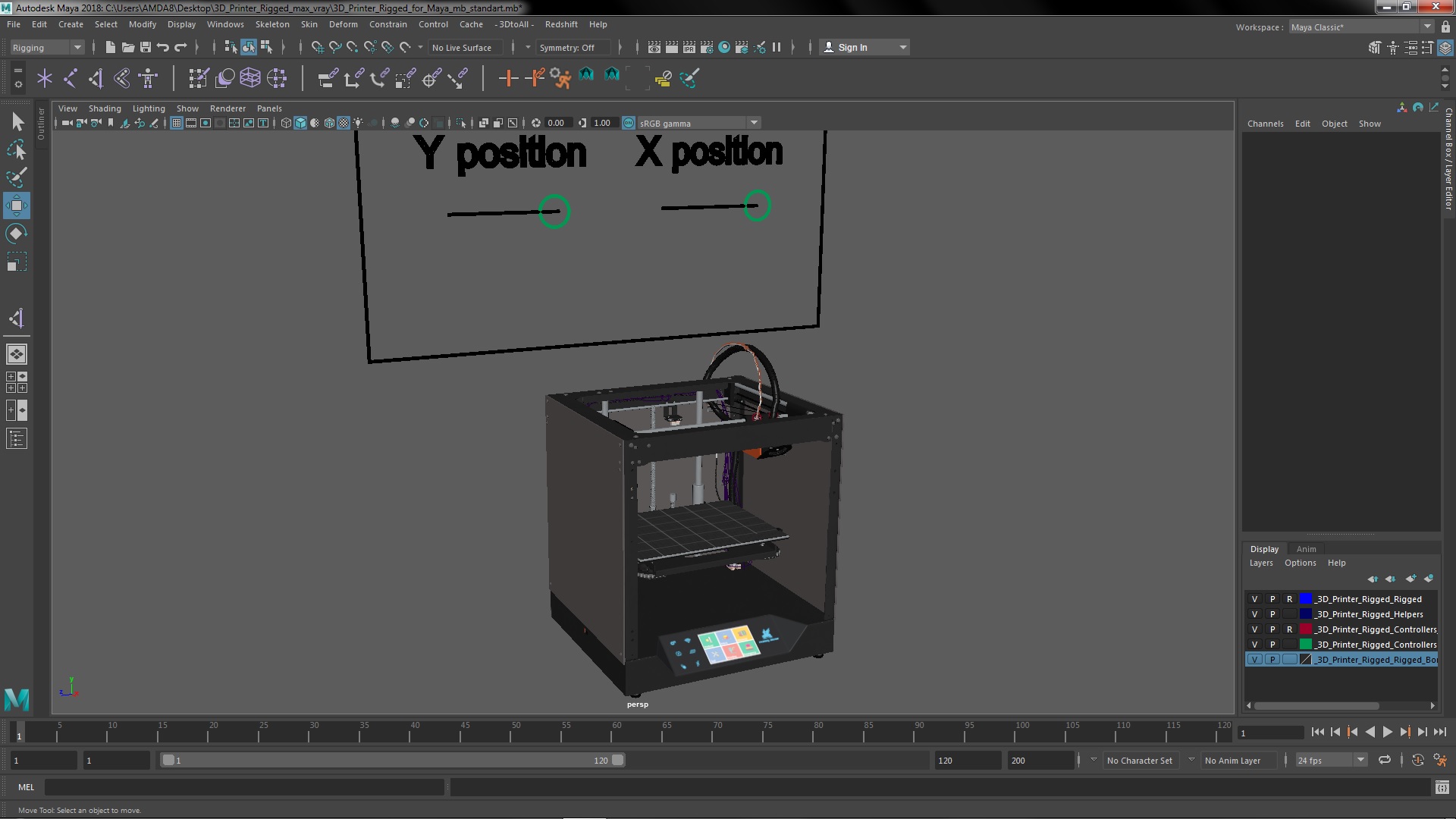 3D 3d Printer Rigged for Maya