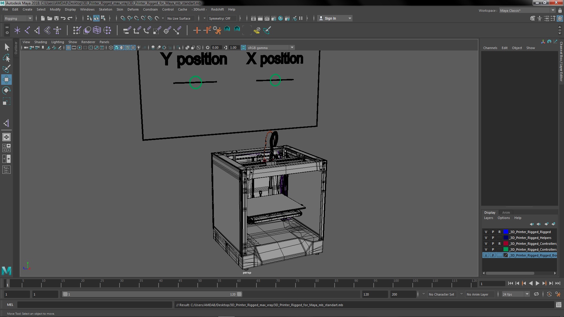 3D 3d Printer Rigged for Maya