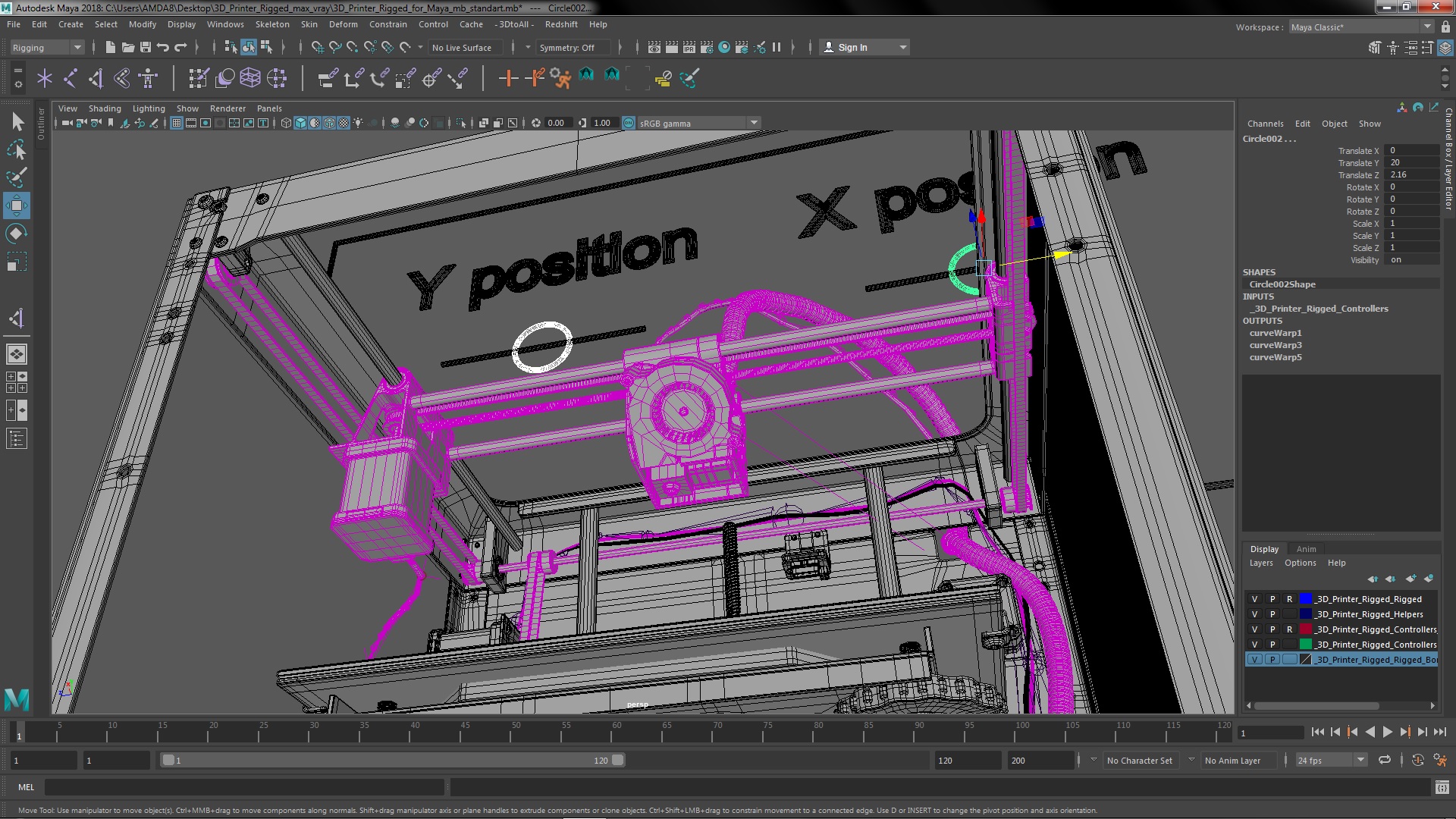 3D 3d Printer Rigged for Maya