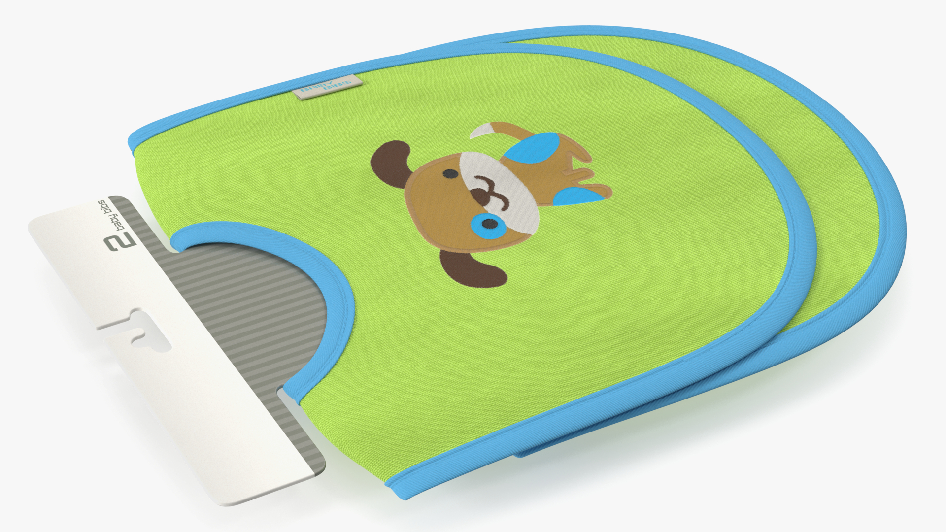 3D Cardboard Hanger with Two Green Baby Bibs