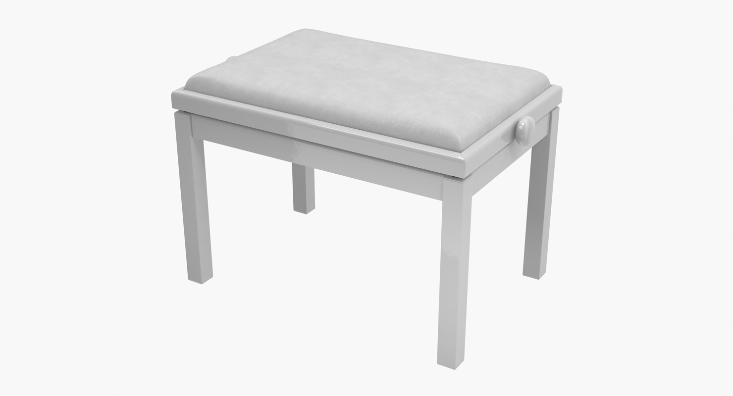 White Piano Bench 3D