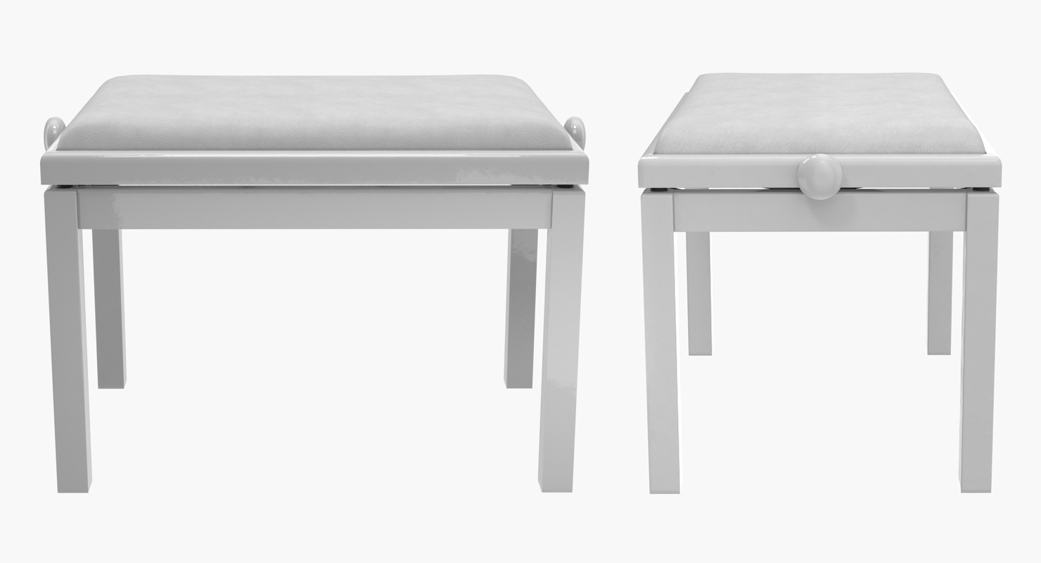 White Piano Bench 3D