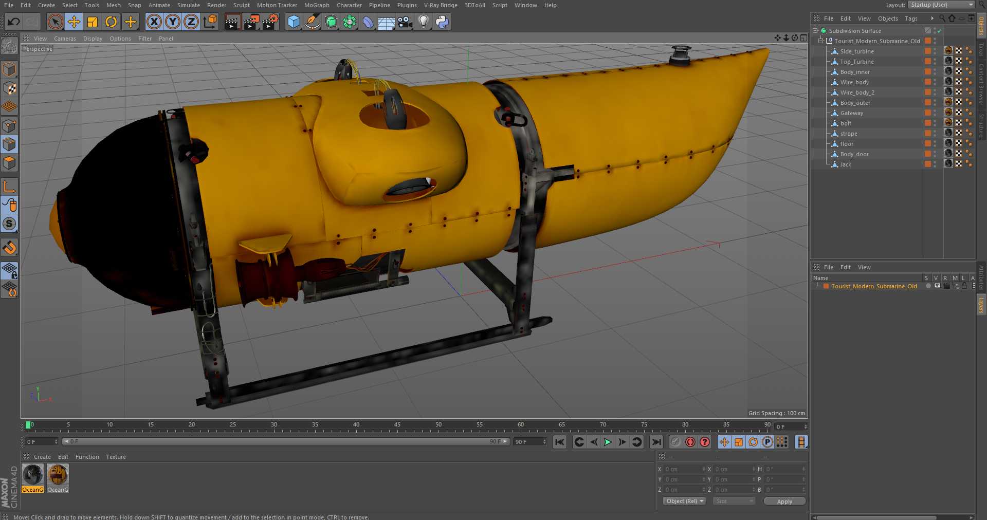 3D Tourist Modern Submarine Old model
