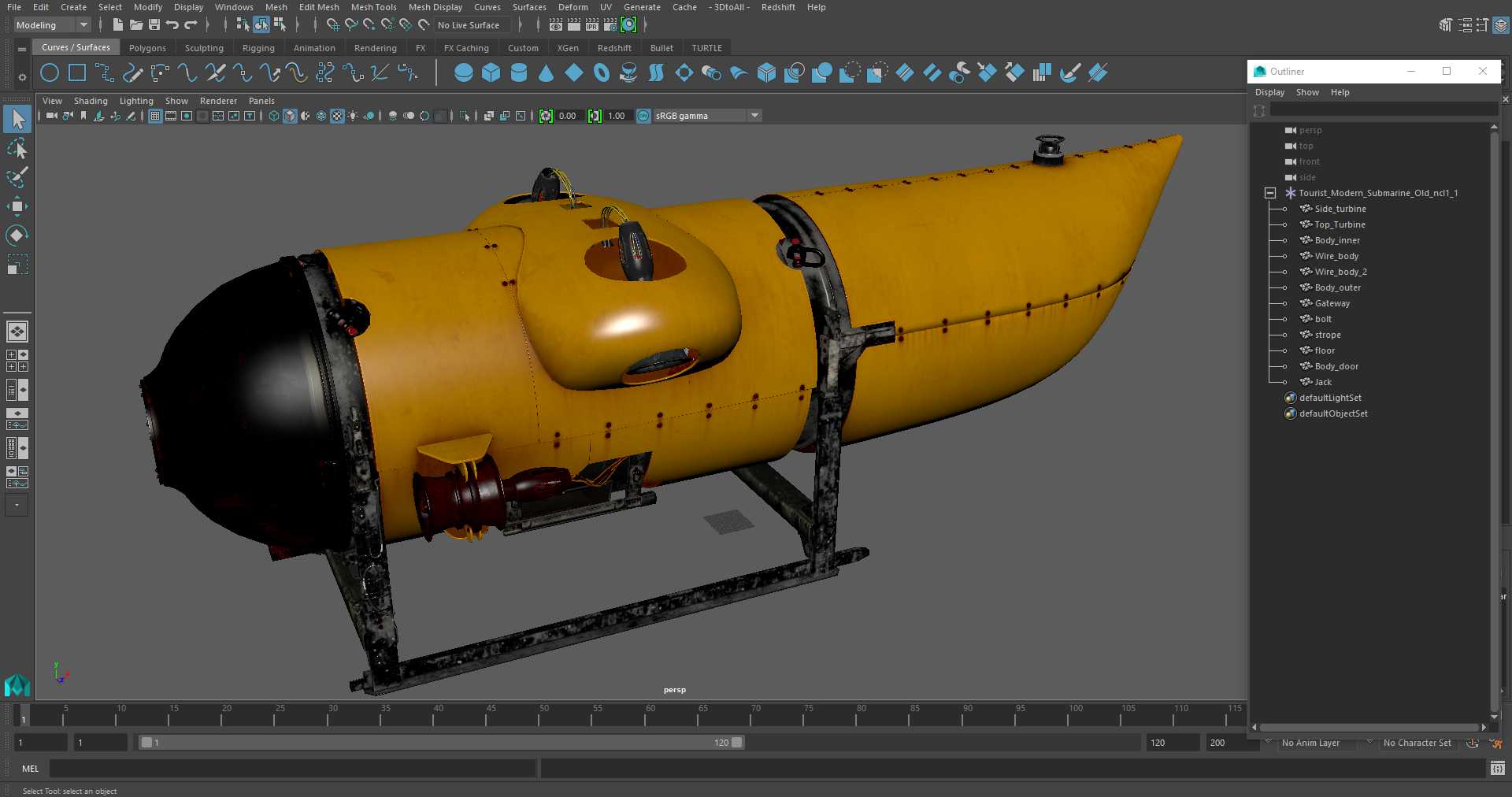 3D Tourist Modern Submarine Old model
